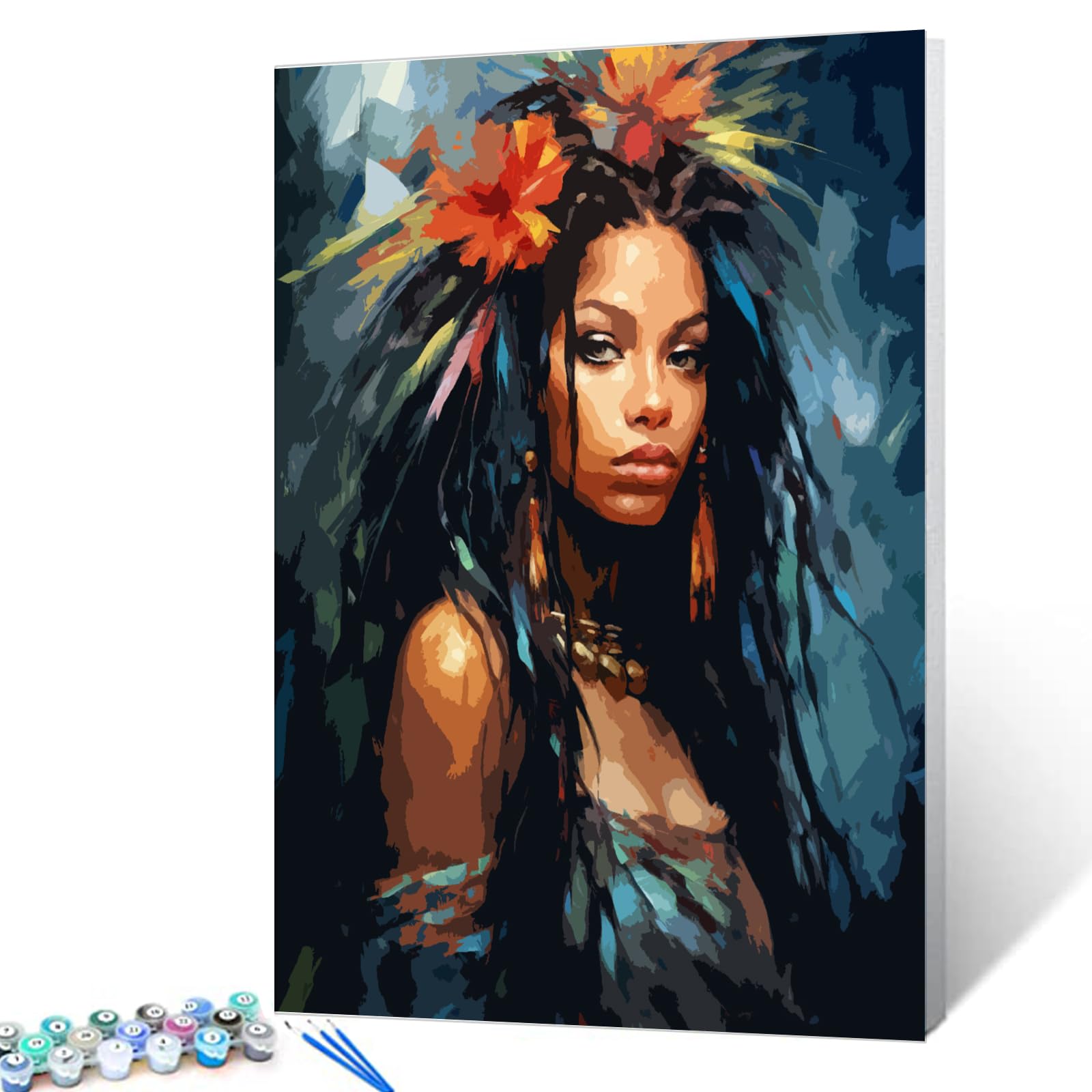 Tucocoo Fashion Girl Paint By Number For Adults, Diy Digital Oil Painting Kits On Canvas With Brushes And Acrylic Pigment, Afric