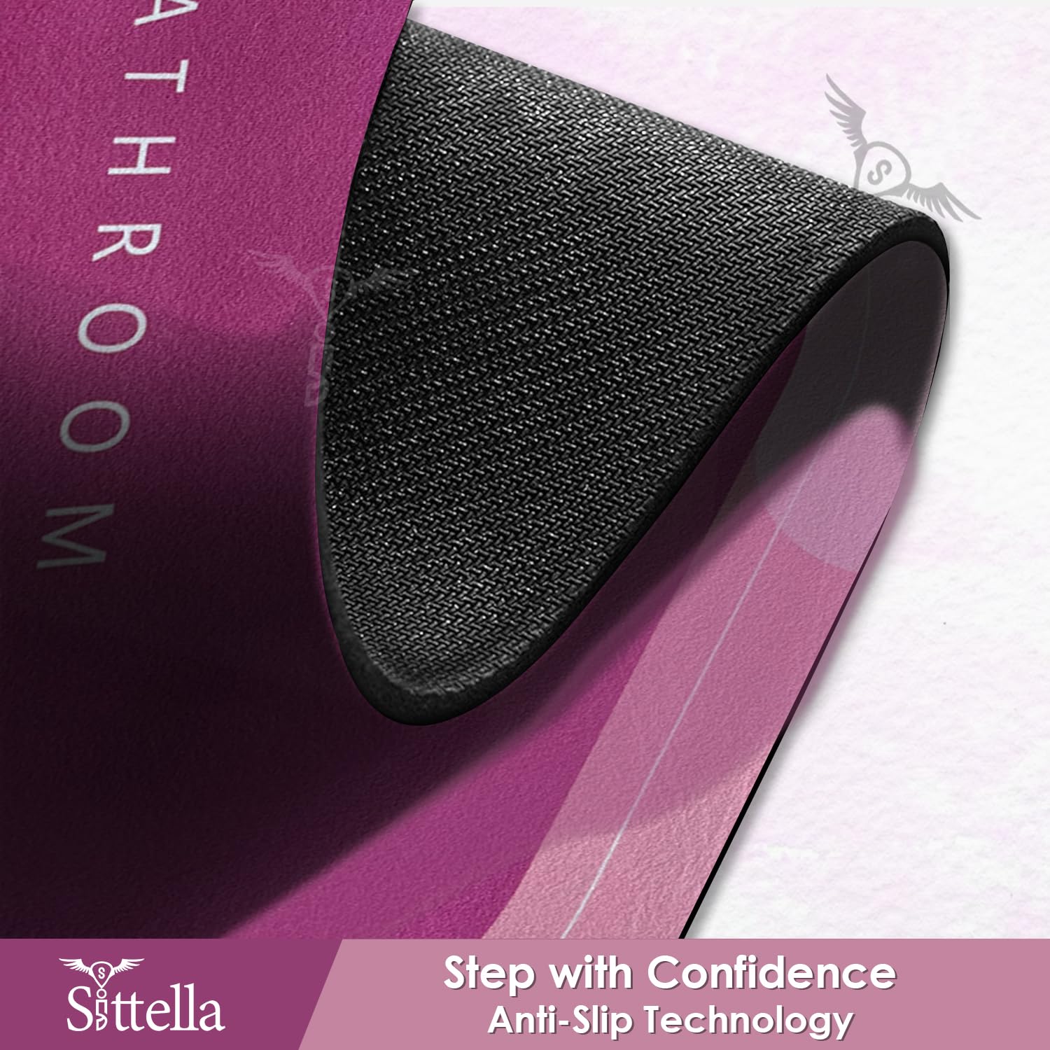 Sittella Rubber 3 Pieces (3.5Mm) Anti-Skid Water Soaking Bathroom Print Door Mat, Absorbent Mat (40X60Cm) Pink, Oval)