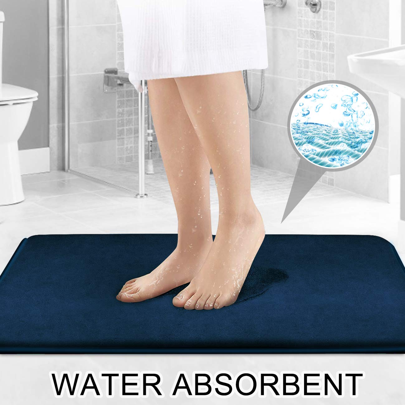 Feelso Memory Foam Bath Mat, 3 Piece Rugs Soft Non Slip And Absorbent Bathroom Carpet, 20X31 Inches Floor Mat, 20X22 Inches U-Sh