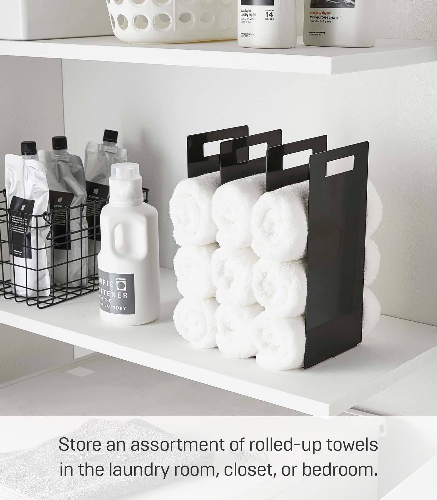 Yamazaki Home Tower Black Interlocking Towel Organizer (Set Of 2)