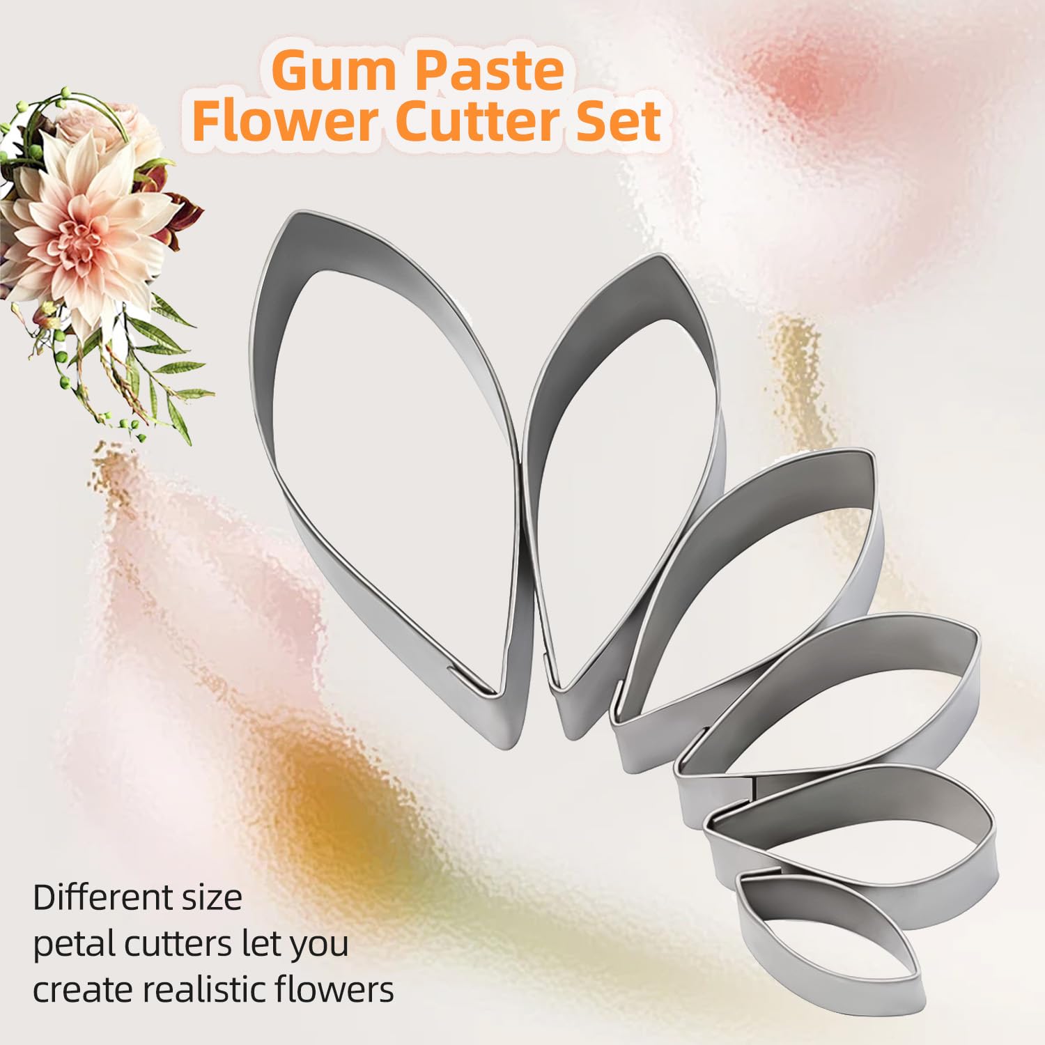 Kalaien 6Pcs/Set Dahlia Sugar Flower Cutter Set Fondant Cake Sugarcraft Decorating Tools