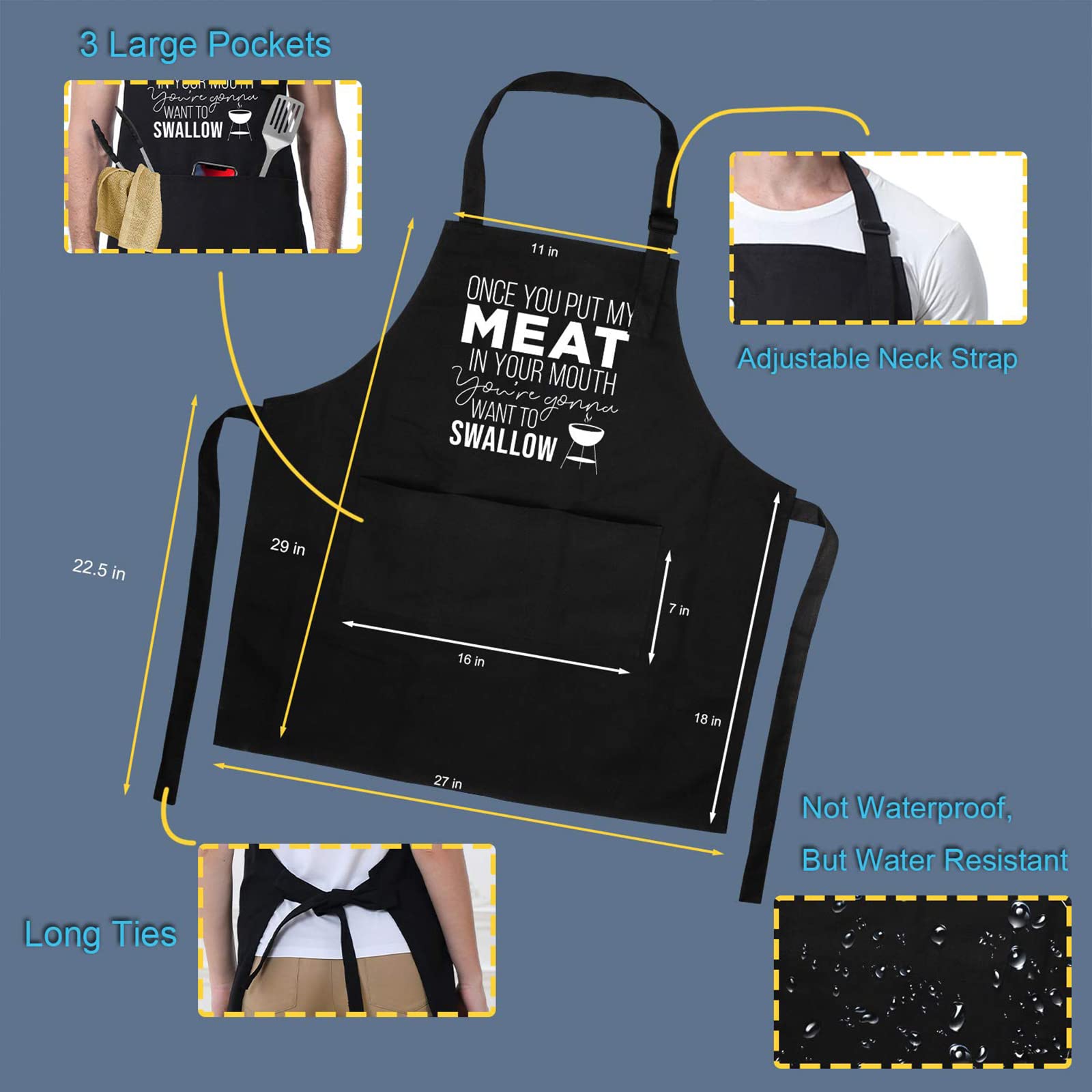 Miracu Funny Grilling Aprons For Men, Husband Gifts From Wife - Christmas Santa, Birthday Naughty Gifts For Men, Best Friend, Ma
