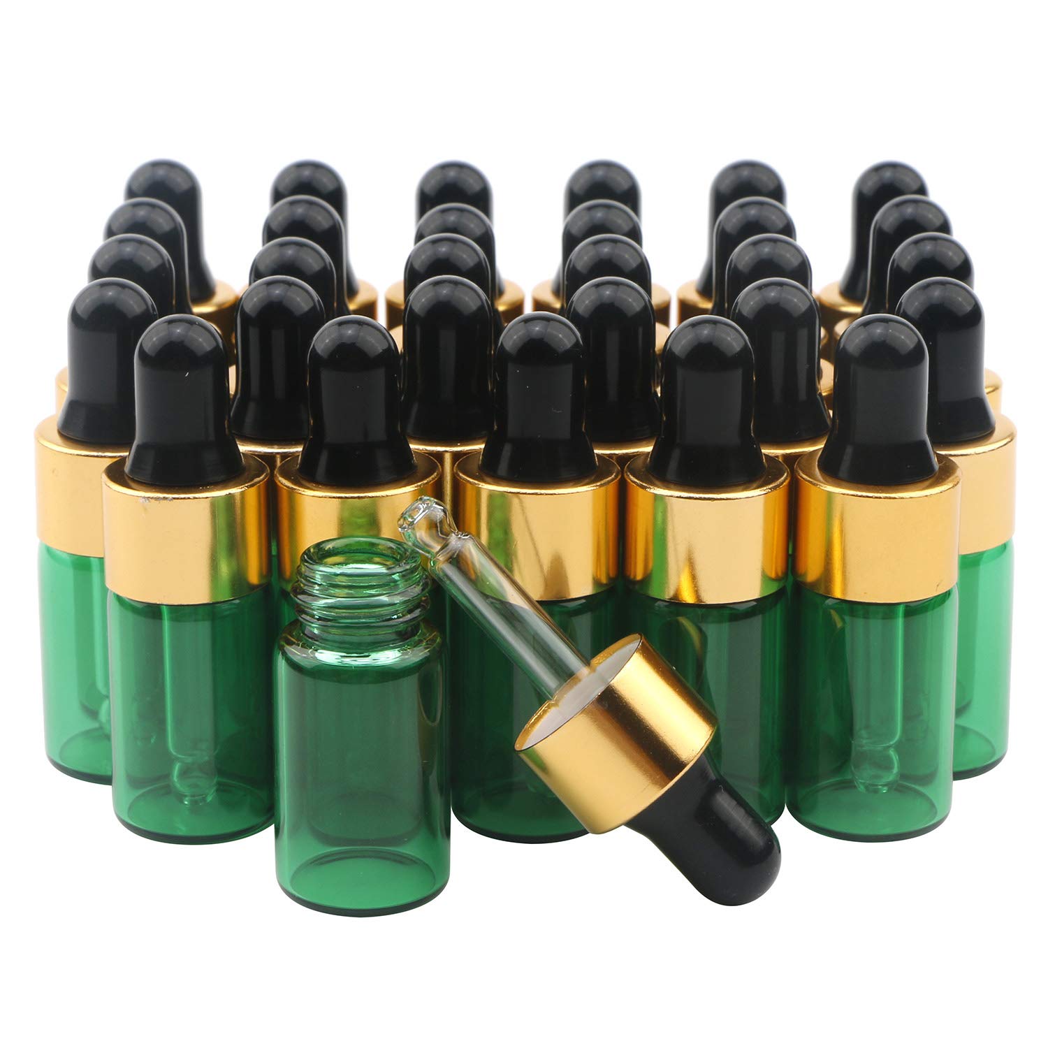 Ellbest 30 Pack 3ml Empty Glass Dropper Bottles Refillable