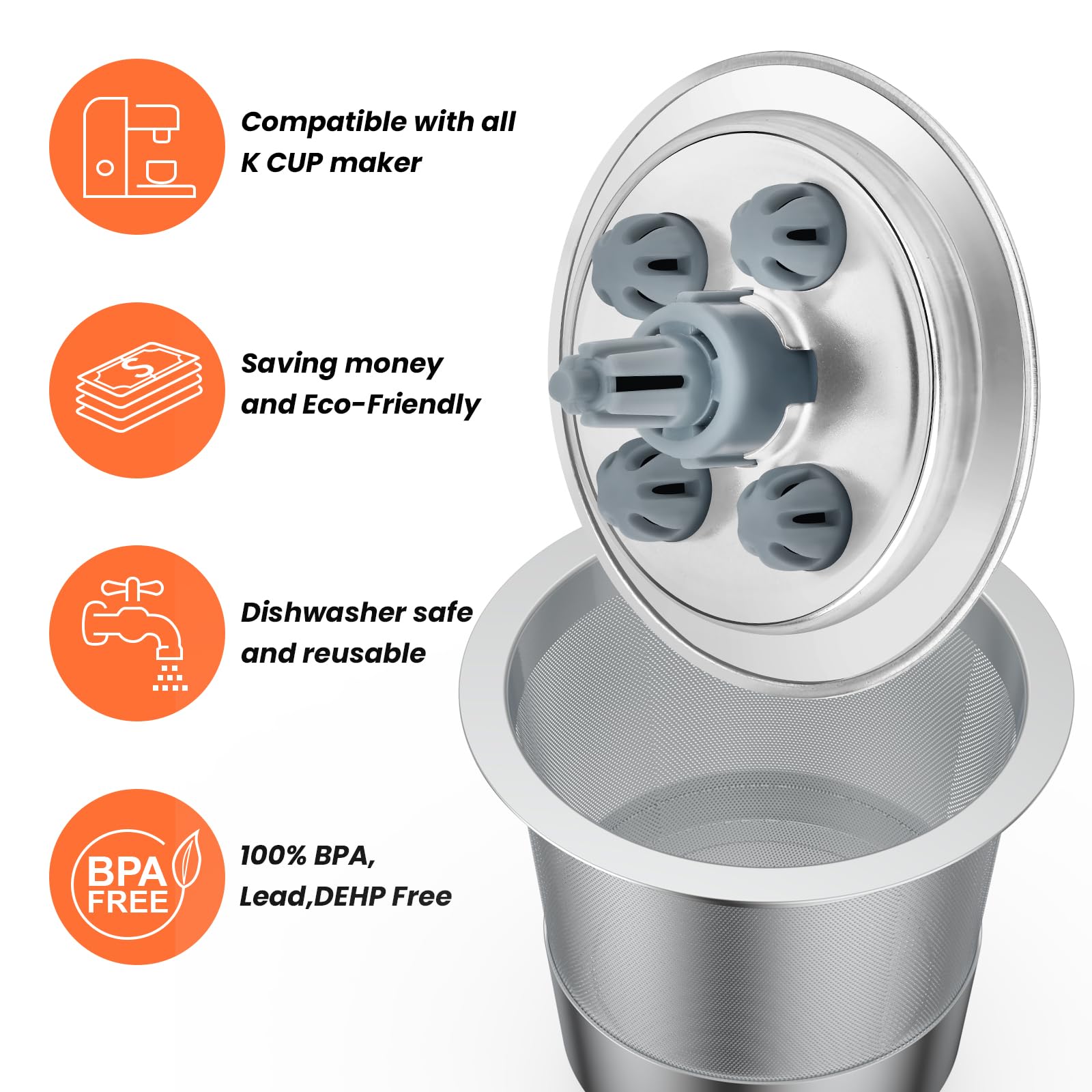 Update Reusable K Cups For Keurig K Supreme | Refillable K Cups With Adapter For Keurig K Supreme (Plus) Coffee Maker (2 Pack Re