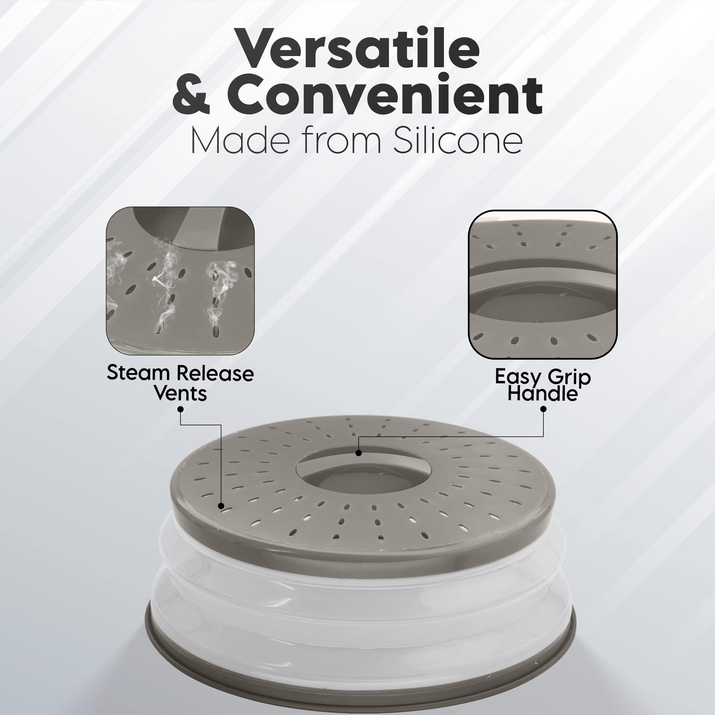 Microwave Cover For Food, Collapsible Microwave Splatter And Plate Covers Easy Grip Lid And Food Strainer, Bpa Free And Dishwash