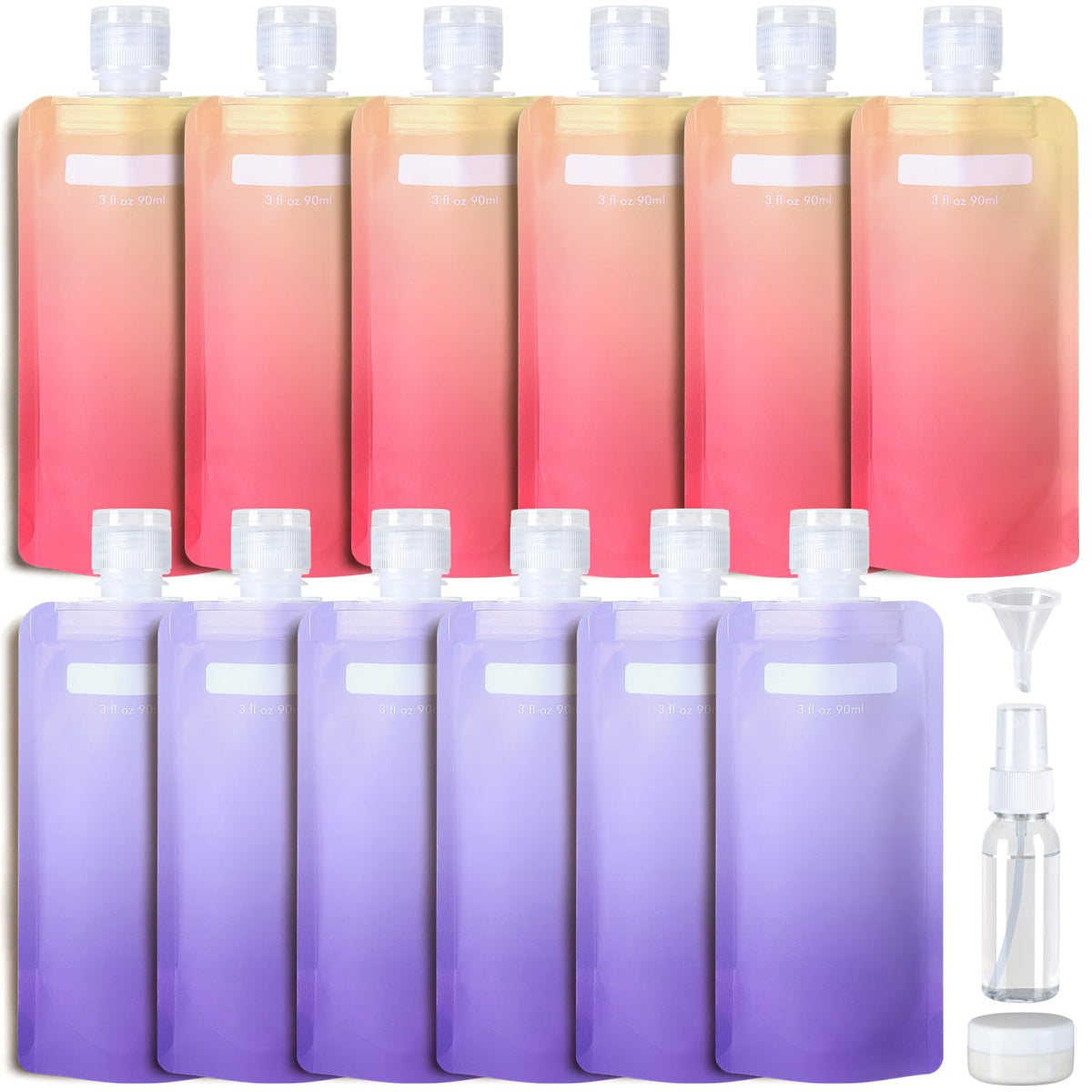 Packism Travel Containers For Toiletries - 15 Pack Leak Proof 3Oz Tsa Approved Travel Pouches, Stand Up, Slim & Lightweight Desi