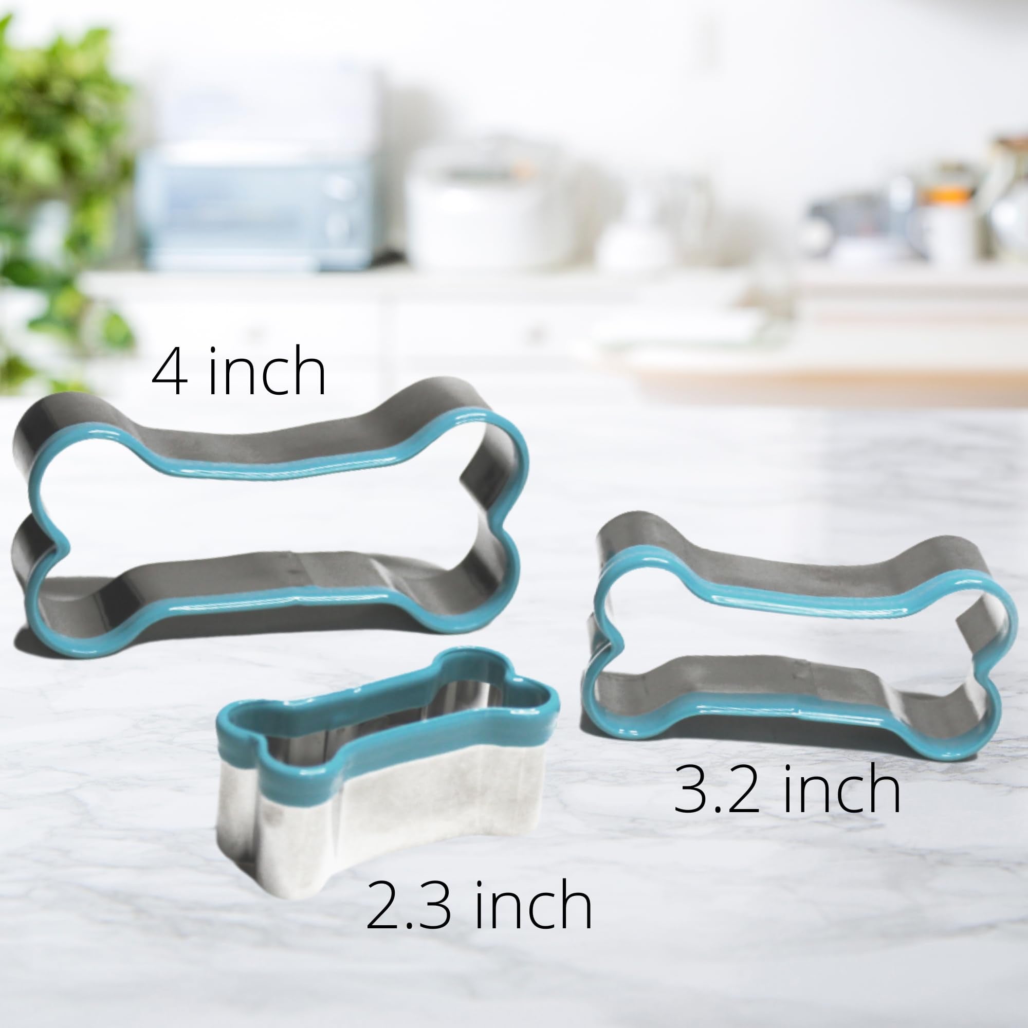 Simply Unleashed 3 Piece Dog Bone Cookie Cutter Set With Pvc Coating For Homemade Dog Treats, Biscuits, Fondant, Pastries, Sandw