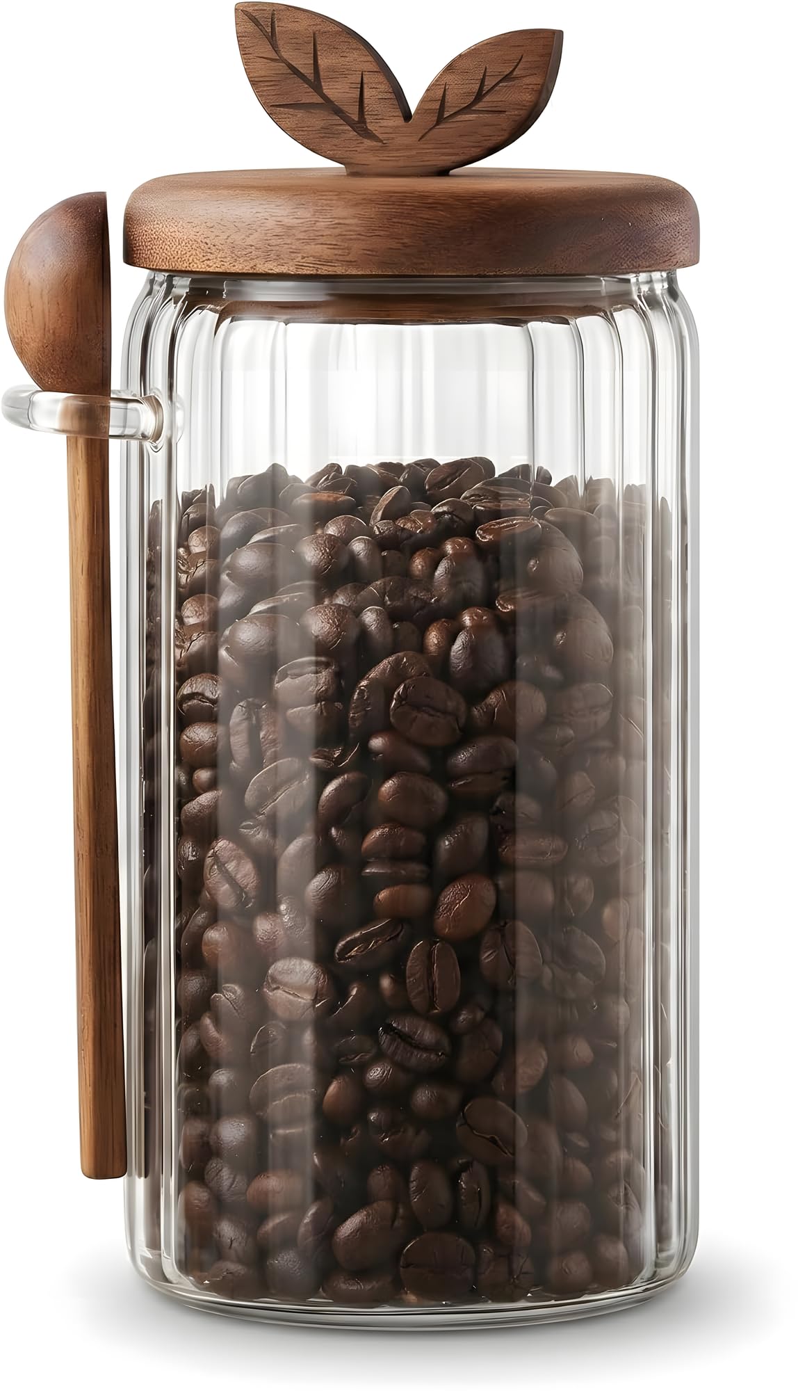Splotiva Airtight Coffee Canister, 40 fl oz Glass Jar with Lid and Spoon