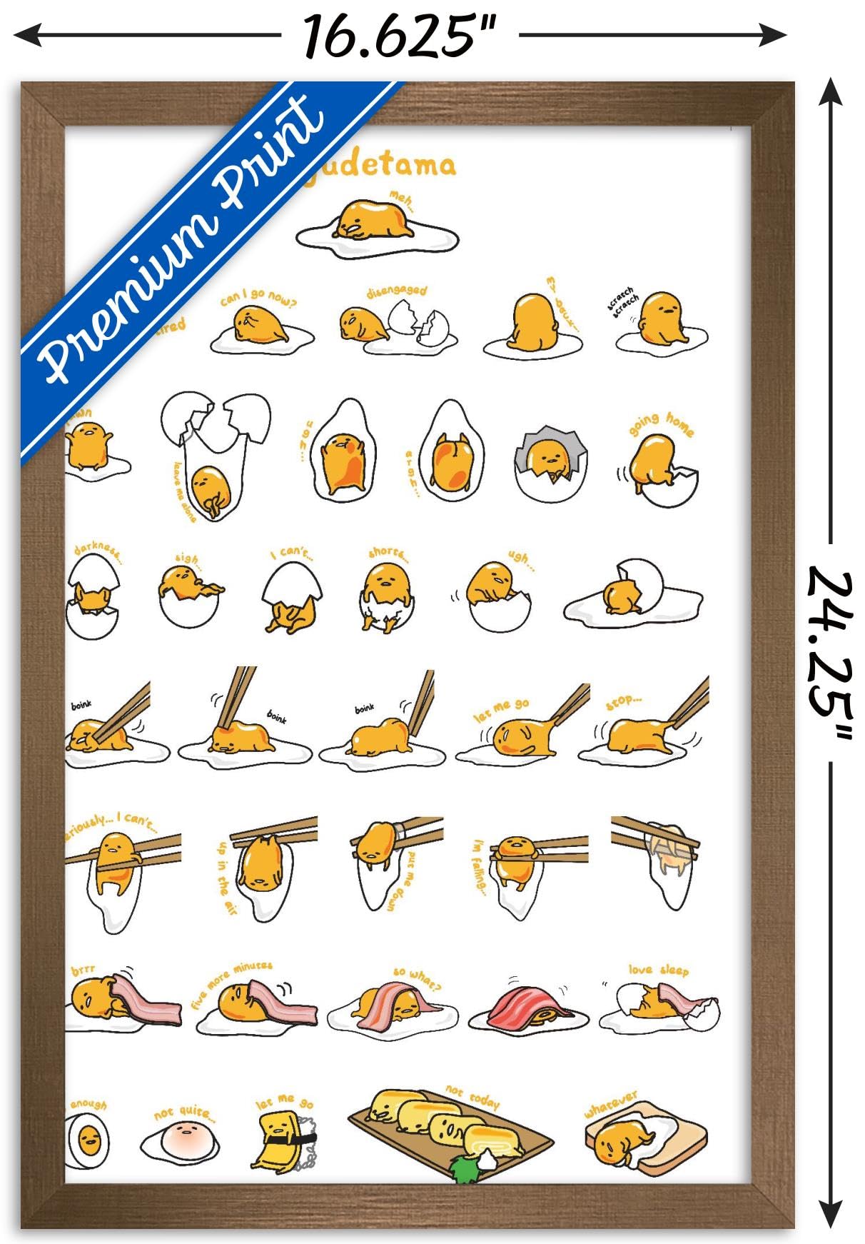 Trends International Gudetama - Grid Wall Poster, 14.725'' X 22.375'', Bronze Framed Version