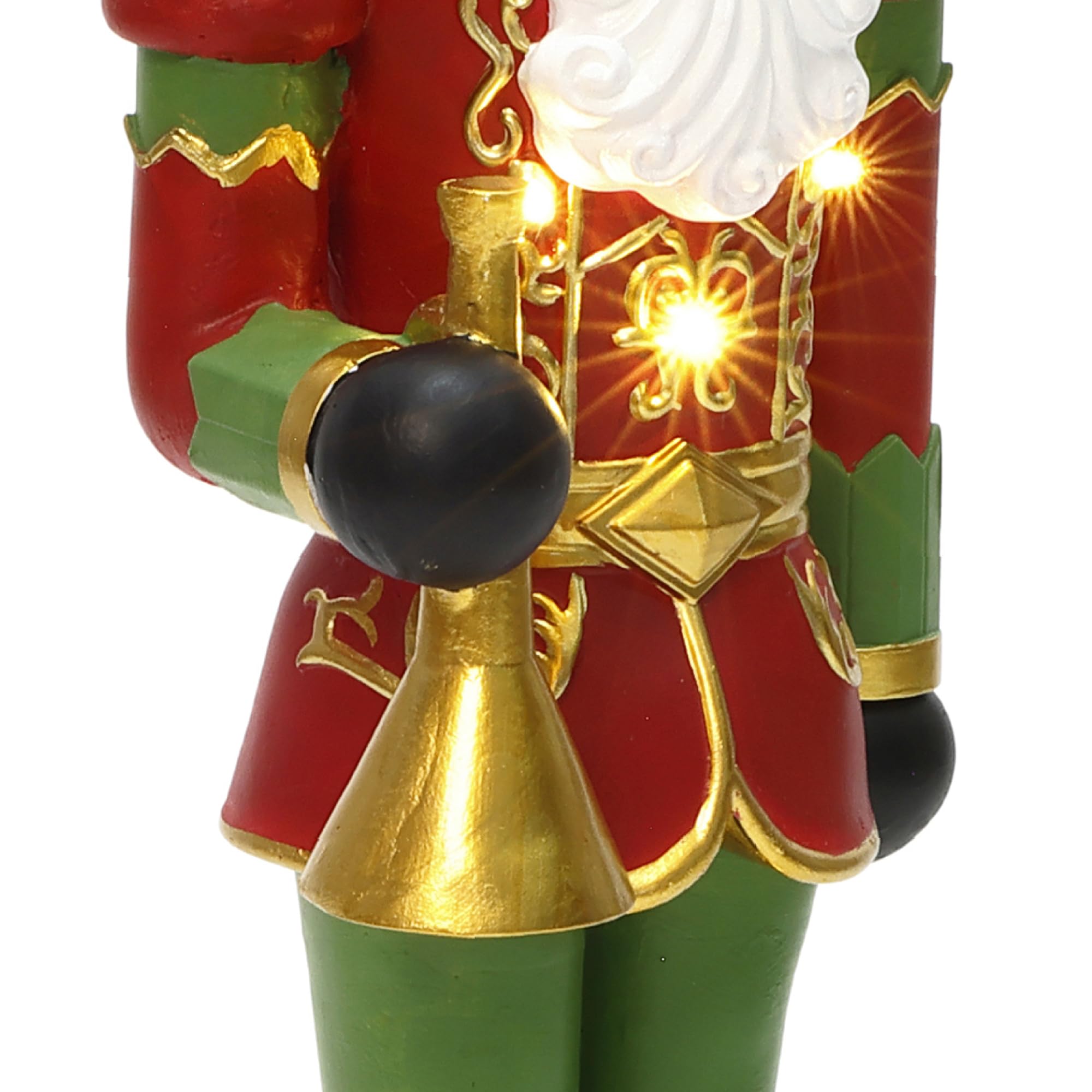 LuxenHome 4FT Tall Nutcracker Christmas Decoration, Colorful Lighted Holiday Nutcracker Soldier Statue with Trumpet, Christmas D