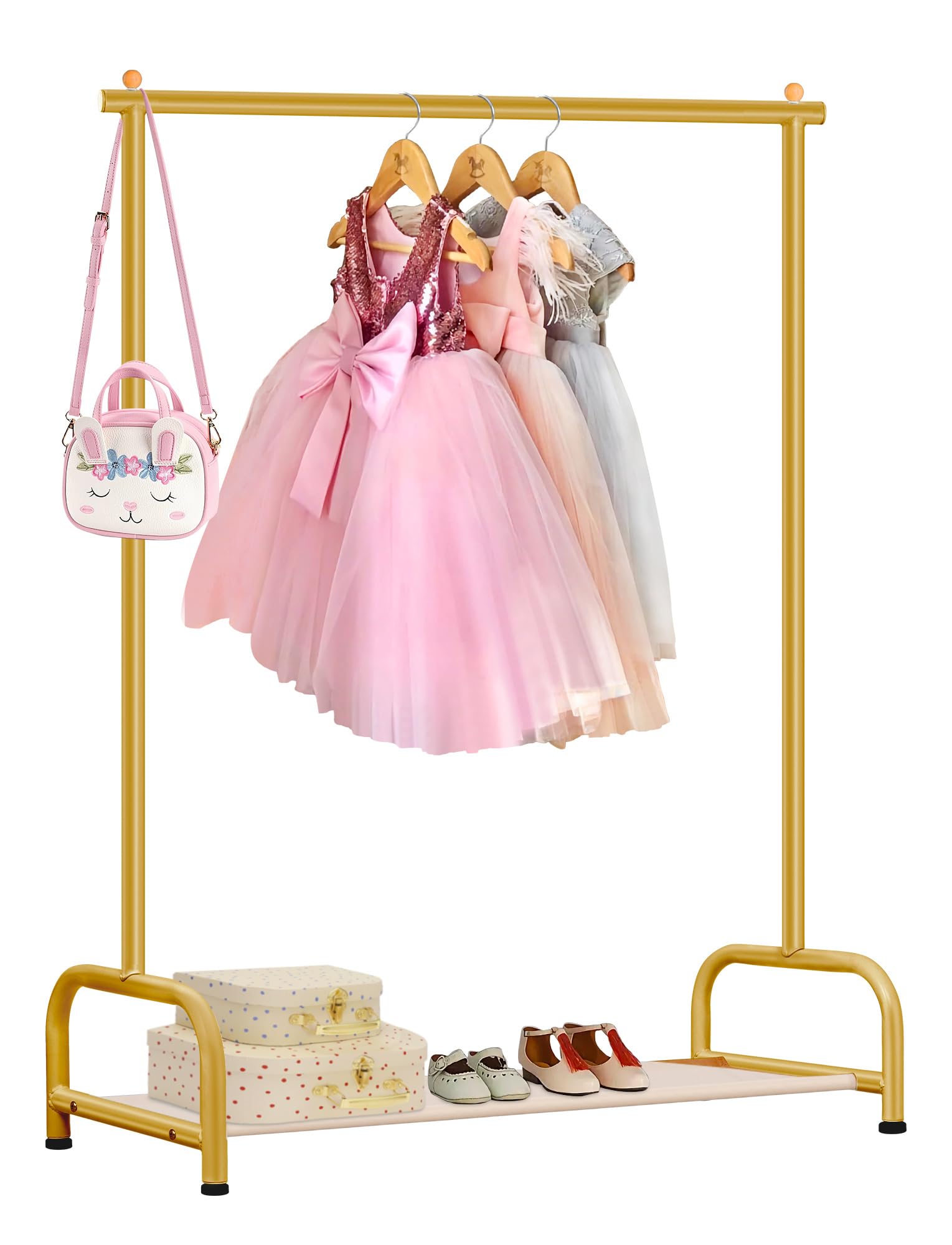 Sleeping Lamb Baby Clothing Rack, Small Kids Clothes Rack With Bottom Storage Shelf, Child Clothes Hanger Rack For Coats, Metal