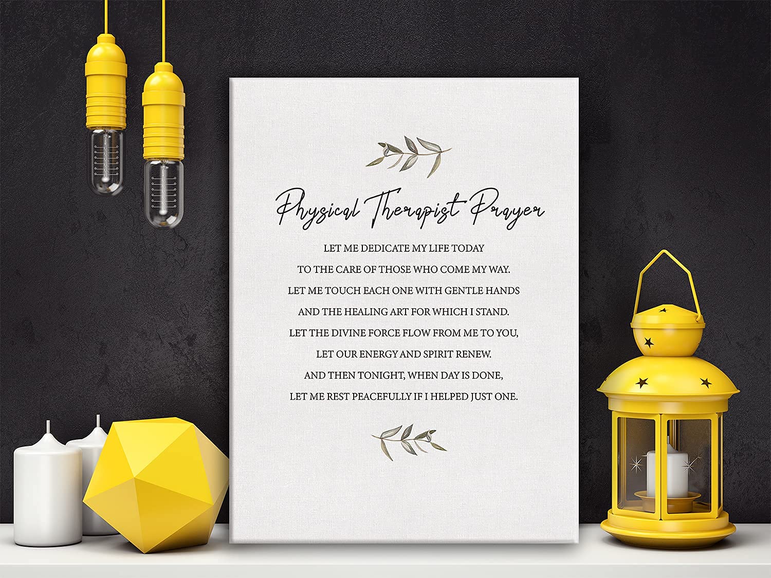 Therapist Gifts For Women Men Framed, Physical Therapist Prayer Poster Canvas Wall Art Painting Ready To Hang For Home Office De