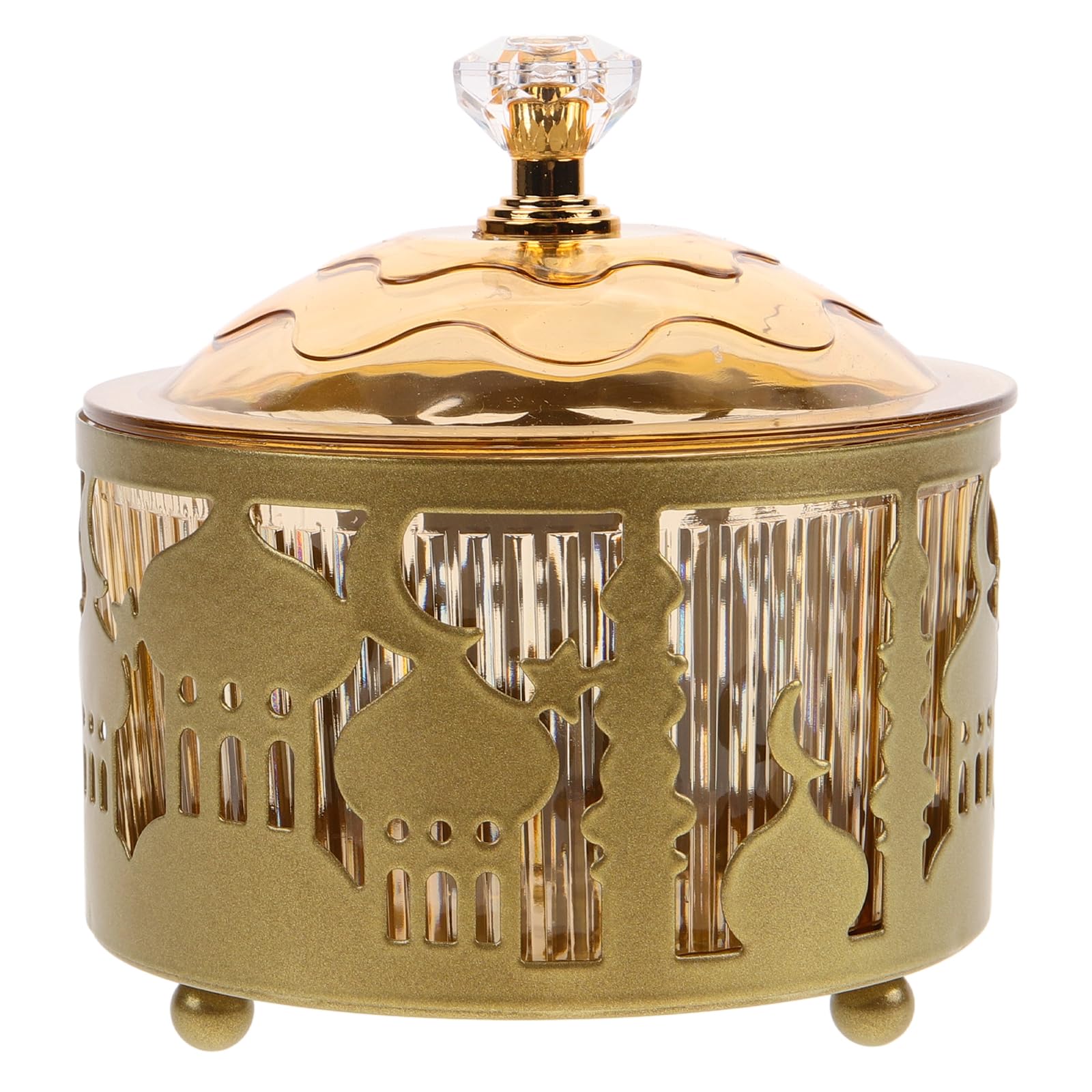 Sewacc Ramadan Candy Dish With Lid, Eid Mubarak Trays Plates Serving Jar Ramadan Food Storage Container Eid Cookie Trays Trinket