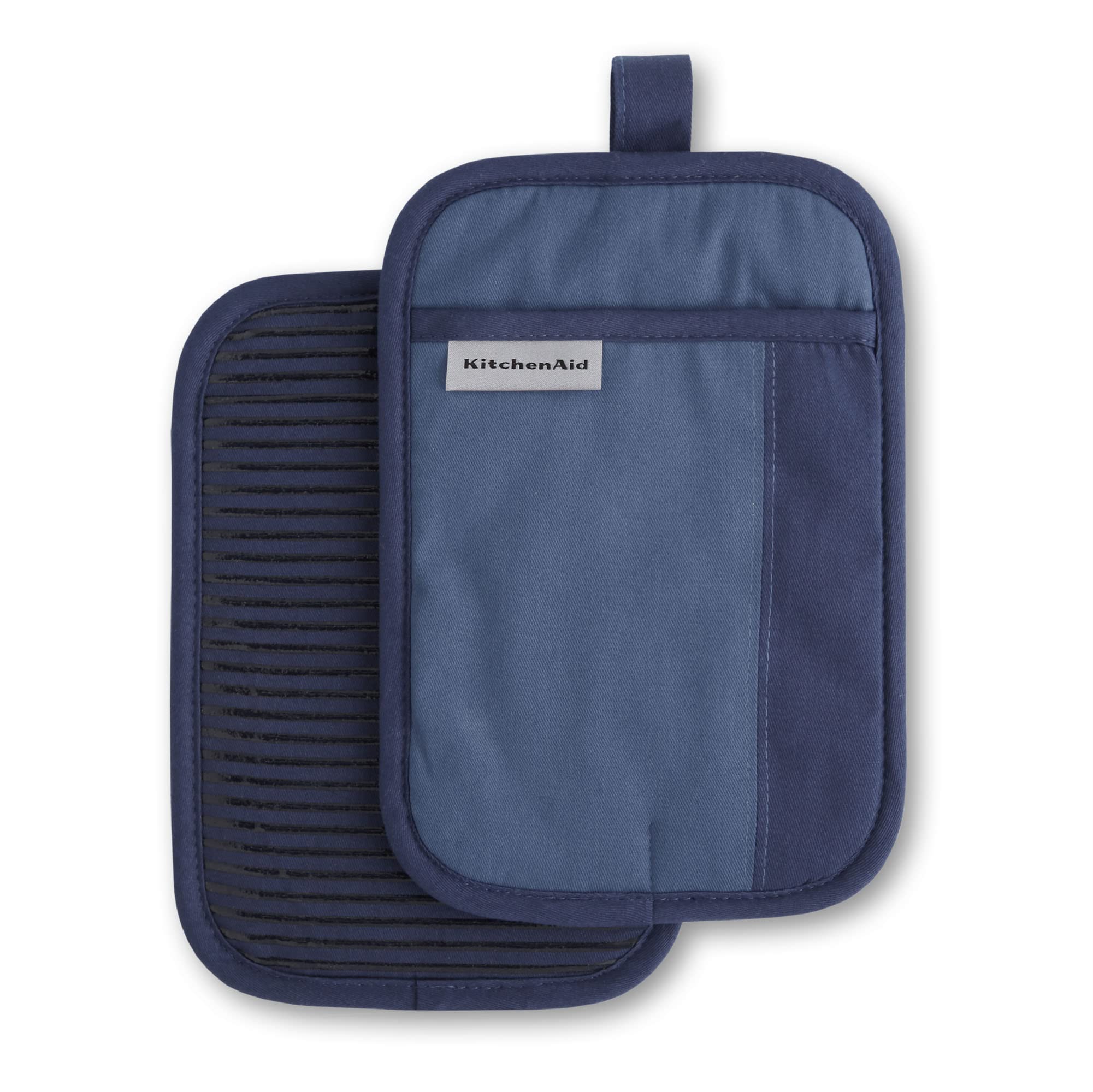 KitchenAid Beacon Two-Tone Non-Slip Pot Holder Set, Navy/Ink, 7x10, 2 Piece