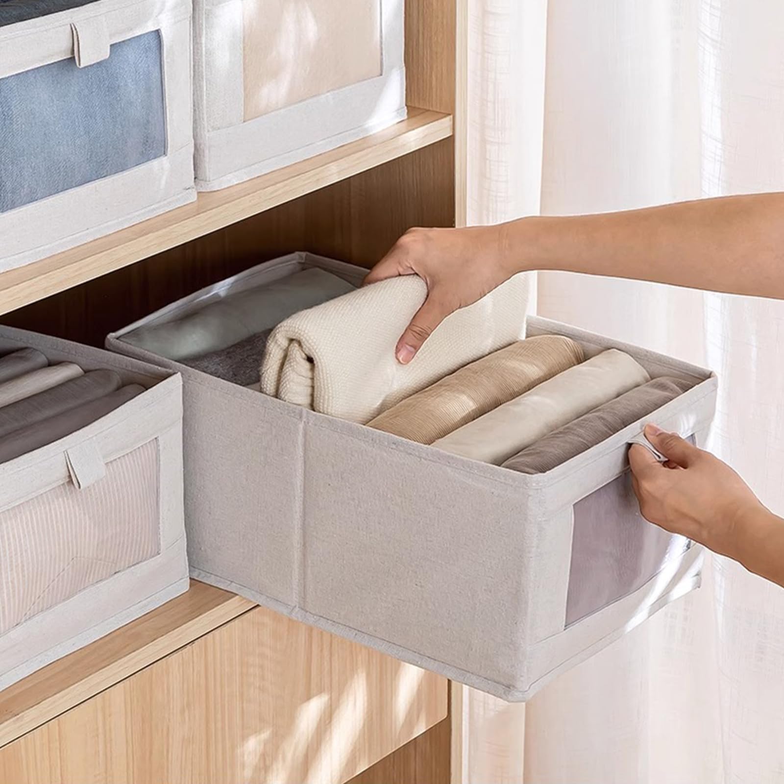 Linen Closet Organizers And Storage, 4 Pack Closet Storage Bins Linen Closet Baskets For Closet Organization Foldable Closet Org