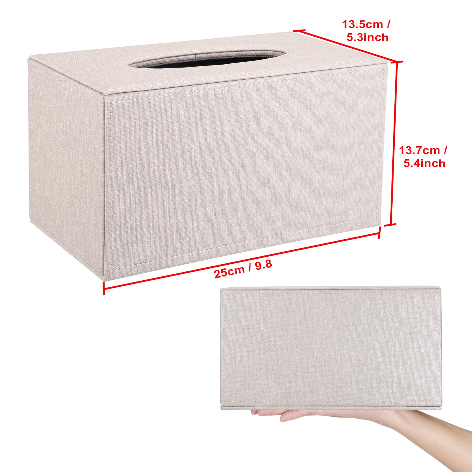 Sumnacon Tissue Box Cover Rectangular Tissue Box Holder Linen Tissue Box With Magnetic Bottom Decorative Beige Tissue Box For Ba