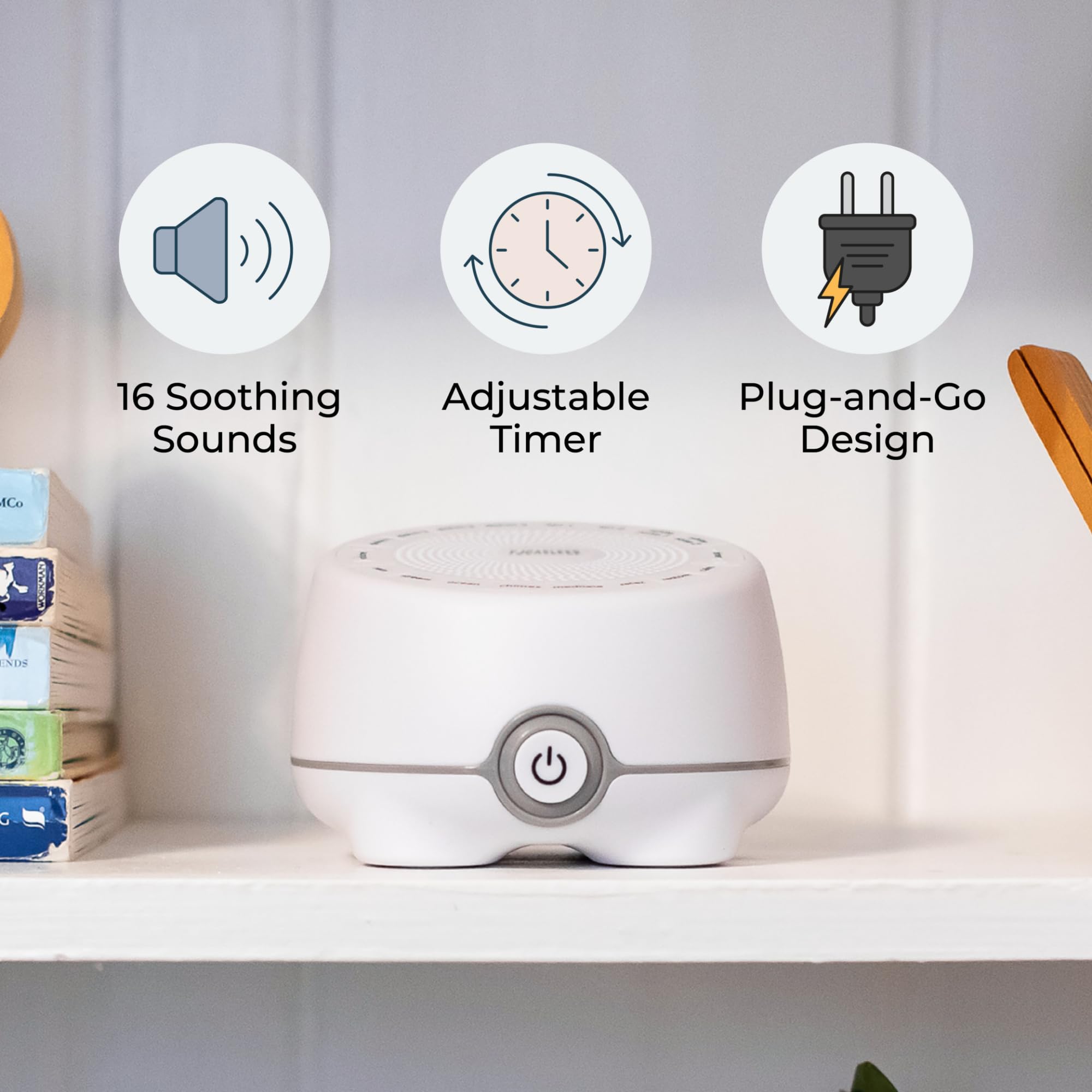 Yogasleep Whish White Noise Sound Machine  16 Natural & Soothing Sounds  Volume Control for Baby & Adults  Get Office Privacy  Concentration  Sleep Aid  Compact for Easy Travel  Essentials for Nursery