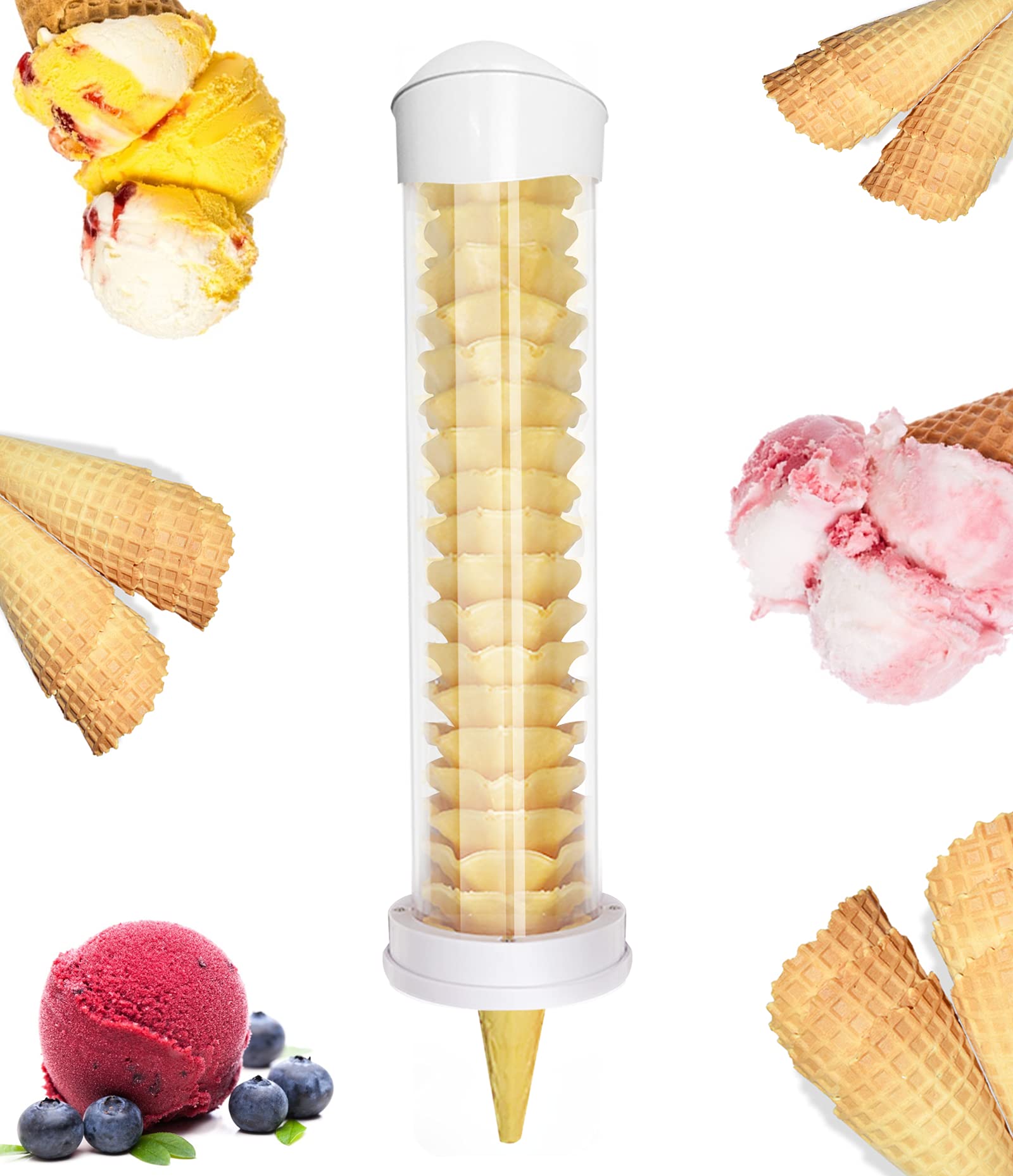 Kunhewuhua Ice Cream Cone Dispenser-16L X 3 Dia Plastic Tube With 1.6-2.6Ins 2.4-3 Ins Gasket