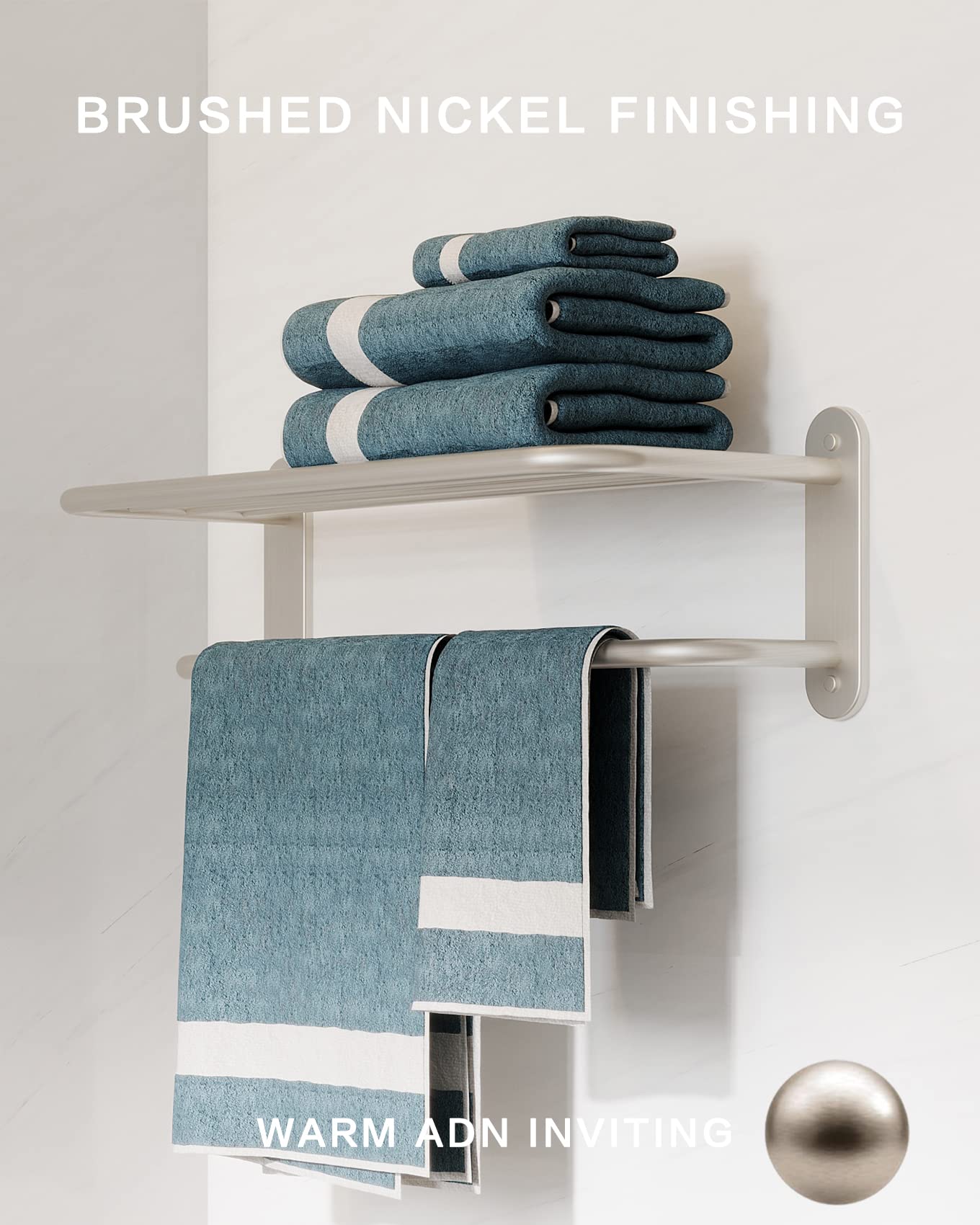 Fixsen 18 Inch Bathroom Towel Rack Towel Bar Towel Shelf Brushed Nickel Stainless Steel and Zinc Alloy Wall Mount 1pc for House Lavatory and Hotel