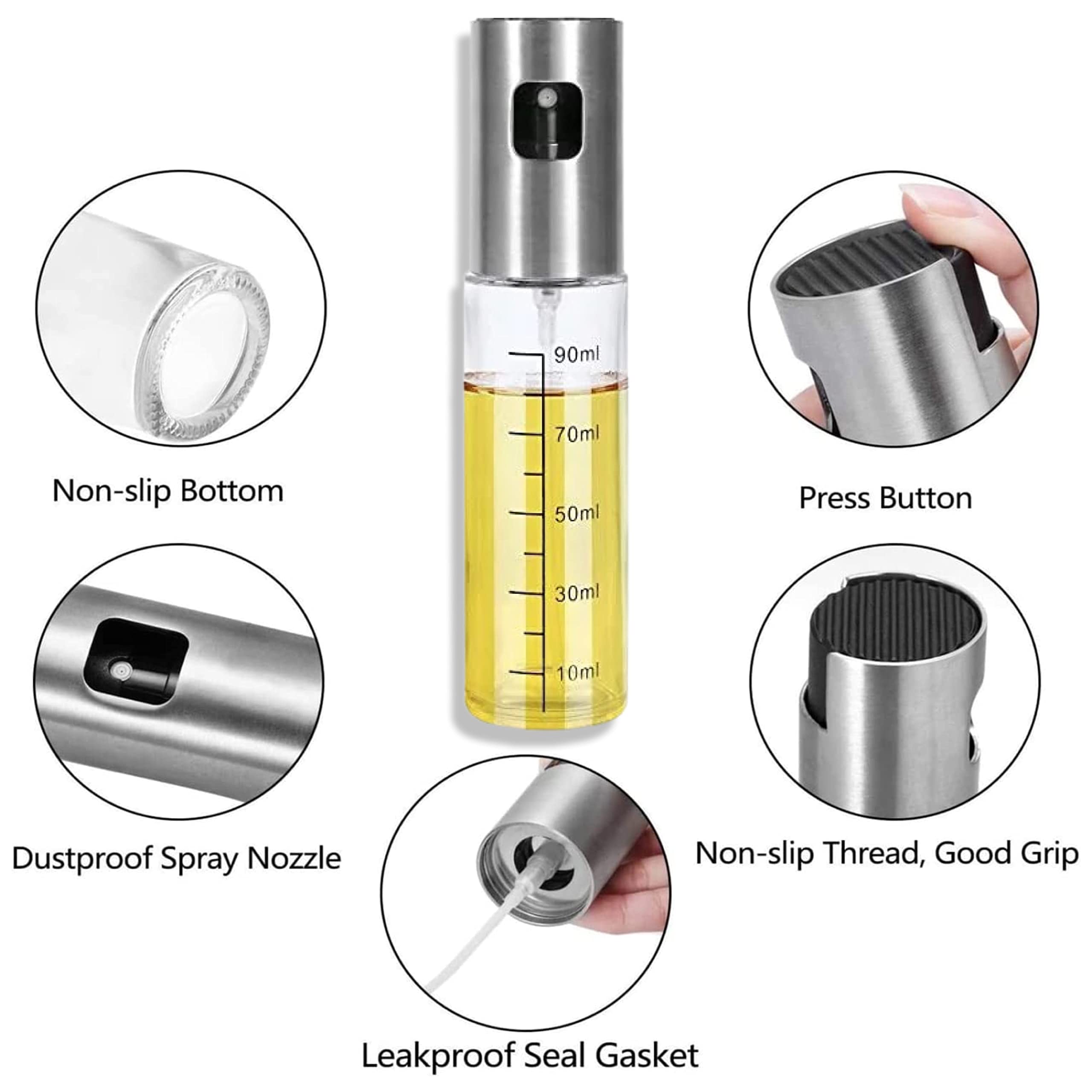 Finece Oil Sprayer For Cooking, 100Ml Olive Oil Sprayer Mister For Air Fryers, Oil Spray Bottle, Vinegar Soy Sauce Dispenser, Oi