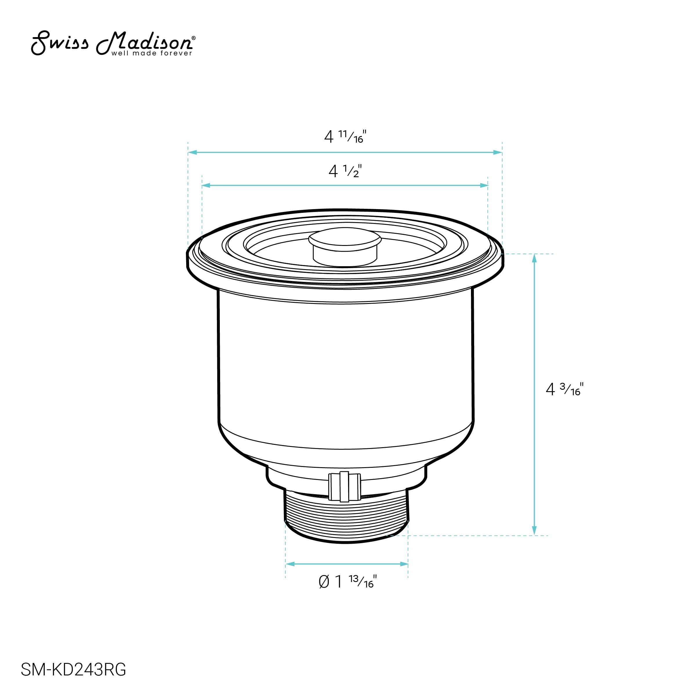 Swiss Madison Well Made Forever Sm-Kd243Rg Kitchen Sink Drain, Rose Gold