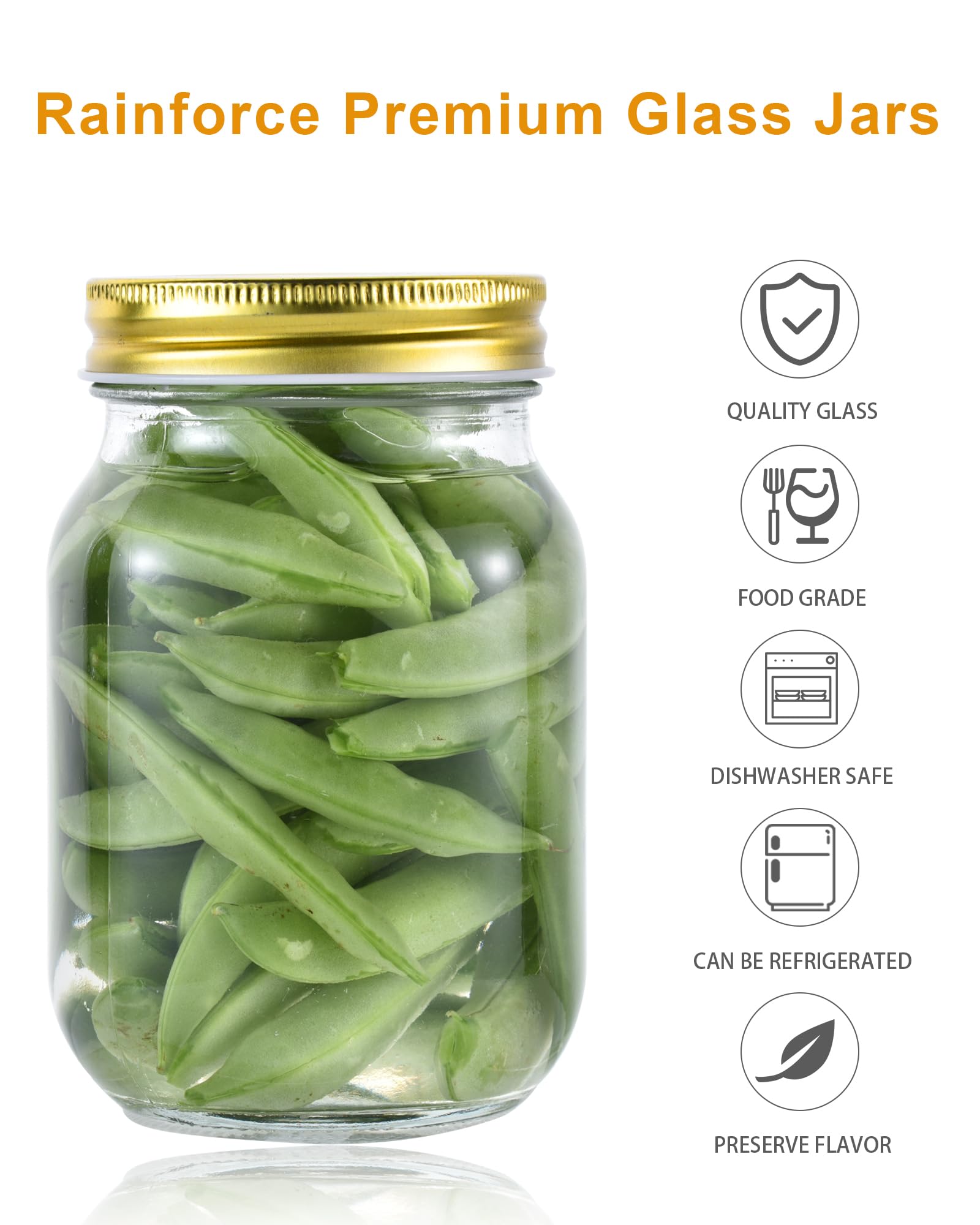 16 Oz Mason Jars With Lids Regular Mouth 15 Pack-16 Oz Glass Jars With Lids,Bulk Pint Clear Glass Jars For Meal Prep, Food Stora