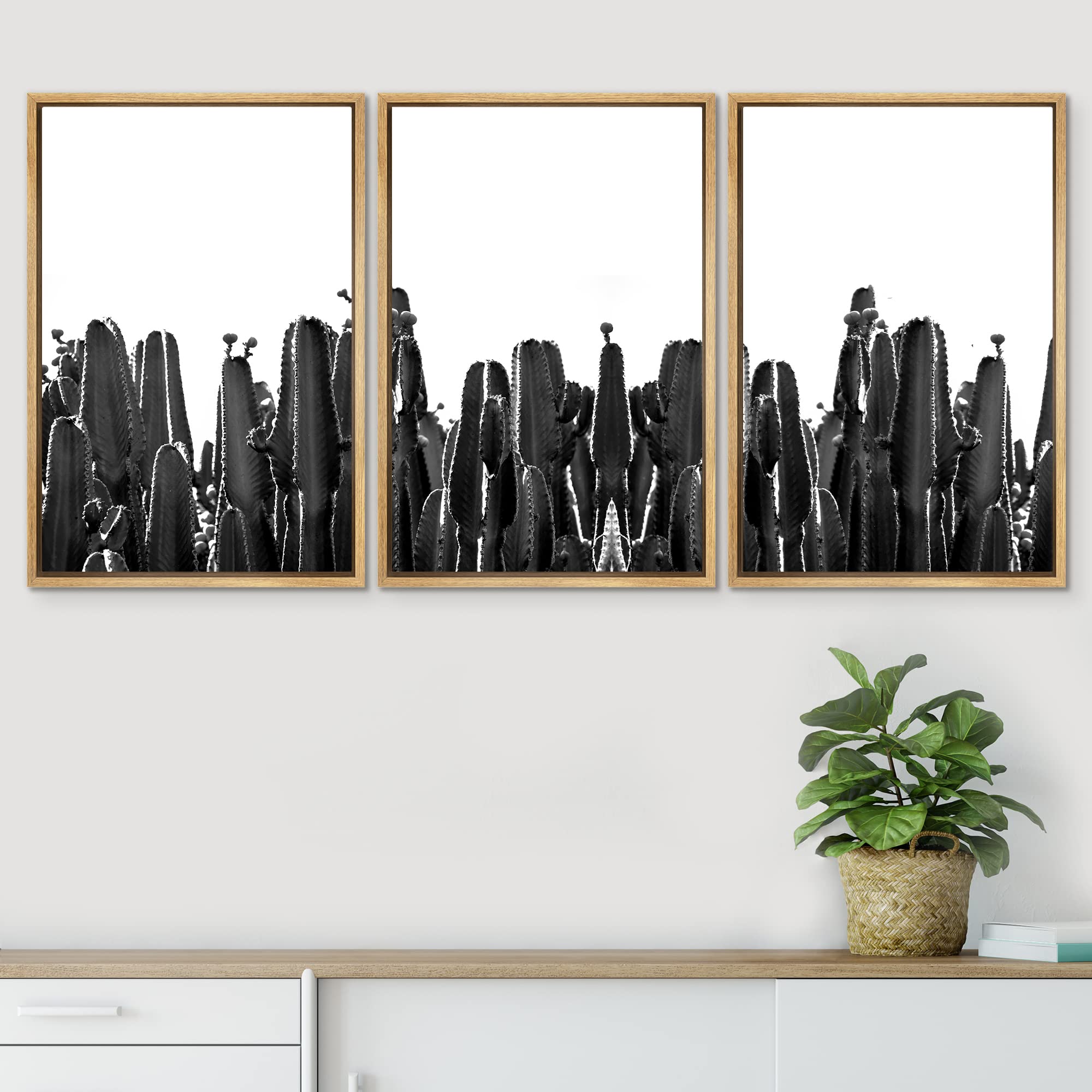 Signwin 3 Piece Framed Canvas Wall Art Black And White Landscape Canvas Prints Home Artwork Decoration For Living Room,Bedroom -