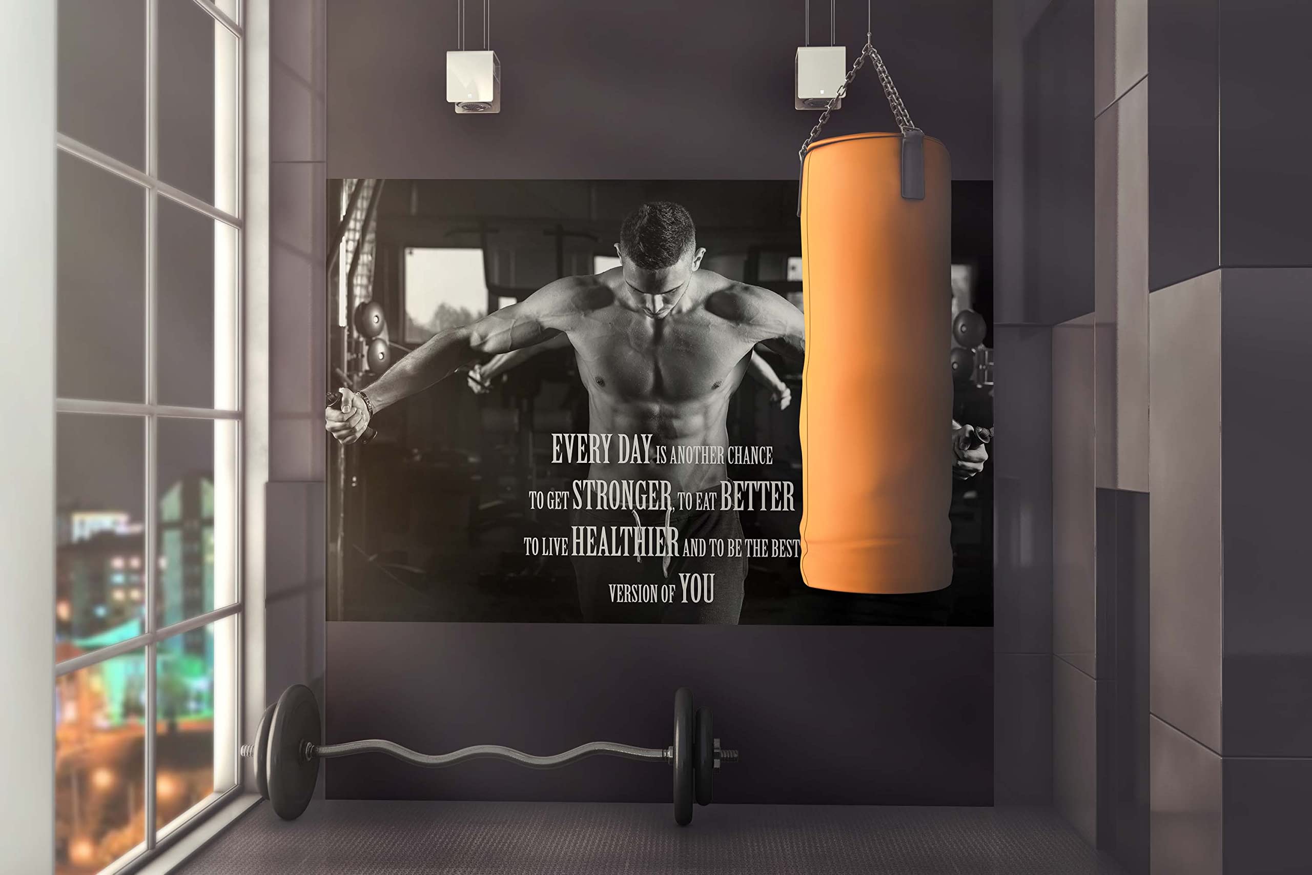 Ezposterprints - Bodybuilding Men Girl Fitness Workout Quotes Motivational Inspirational Muscle Gym Posters - Wall Art Print For