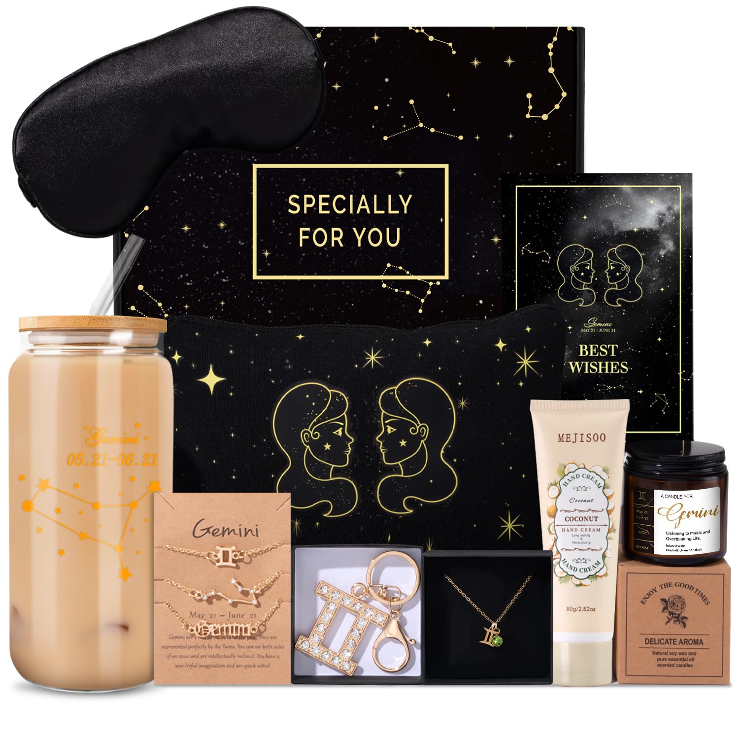 14PCS Gemini Birthday Christmas Gifts for Women, Gemini Zodiac Womens Birthday Gifts, Astrology Gift for Friends Women Friendshi