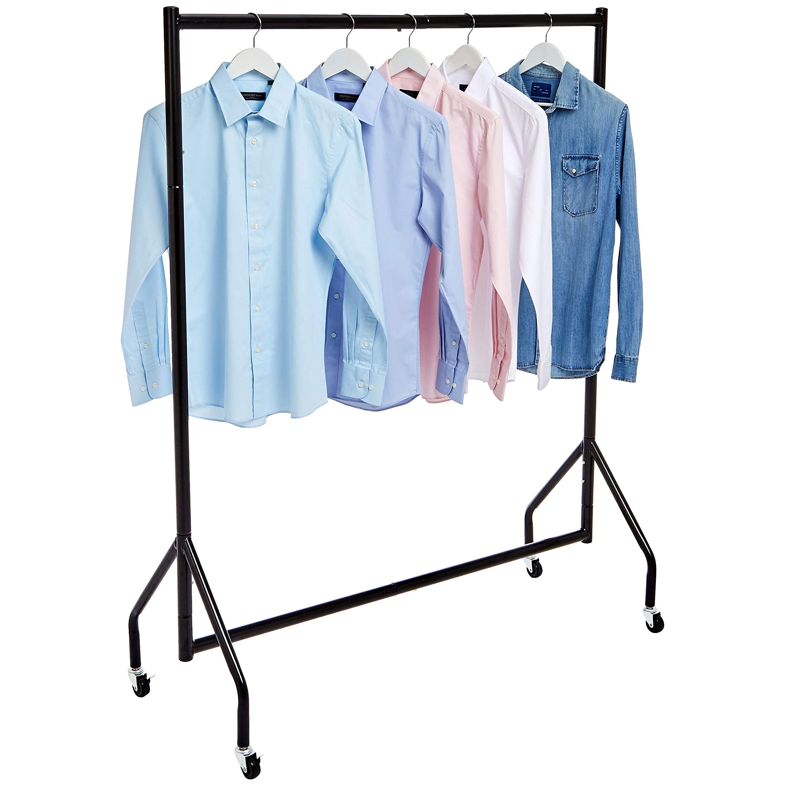 Amazon Basics Heavy Duty Rolling garment Rack  Hanging clothes Organizer Rail for Display and Storage  121 x 152 m - Black