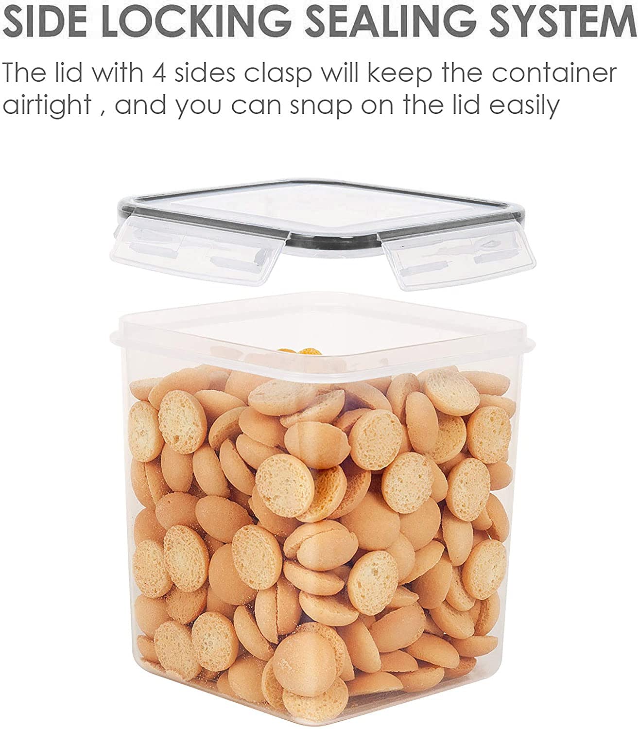 Vtopmart Food Storage Containers 2.5L / 84.5Oz, 4 Pieces Bpa Free Plastic Airtight Food Storage Containers For Flour, Sugar, Bak