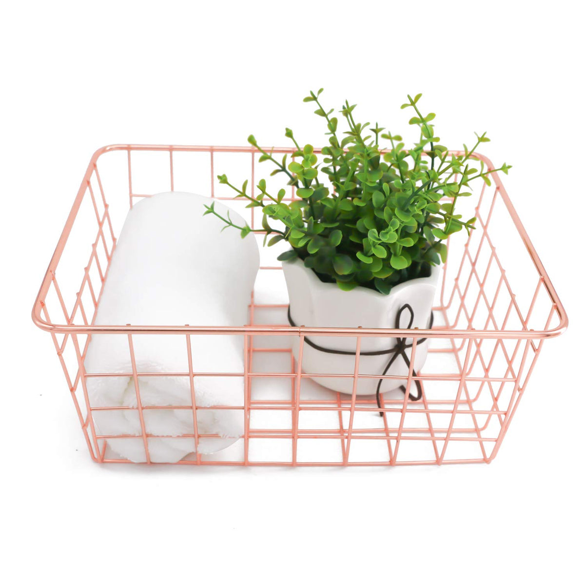 Metal Wire Storage Basket With Handles For Kitchen Food Pantry Papers Home Office Desk Basket Bathroom Laundry Room Basket Bedro