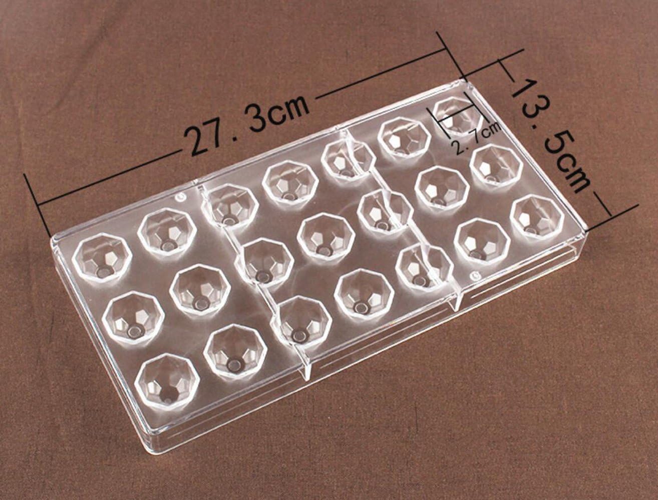 Candy Making Mold, Diamond Clear Polycarbonate Chocolate Mold Jelly Candy Making Mold 21-Piece Tray (Round Candy Mold)