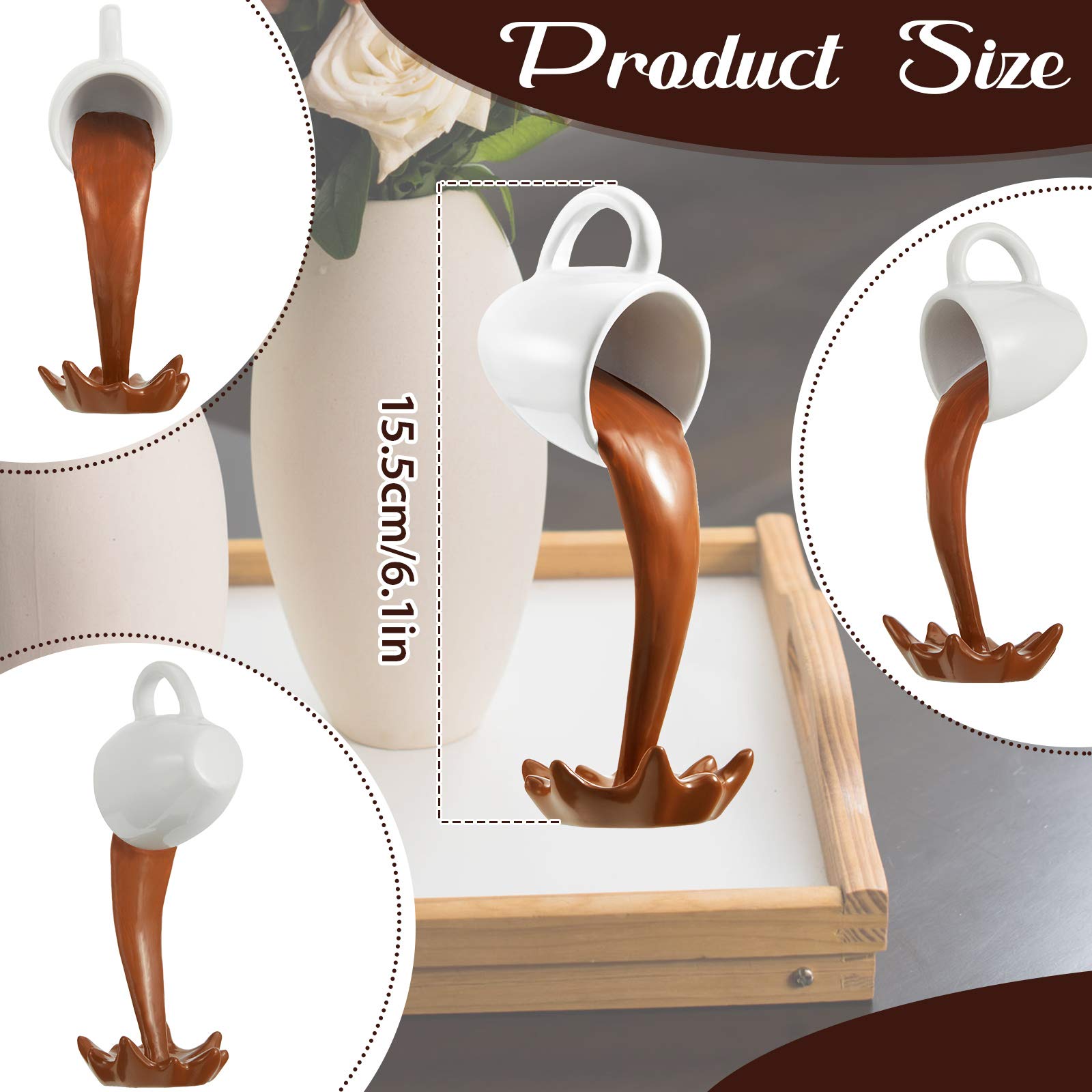 Jetec Floating Spilling Coffee Cup Magic Pouring Splash Cafe Novelty Funny Coffee Cup Sculpture Art Decoration For Home Decor Co