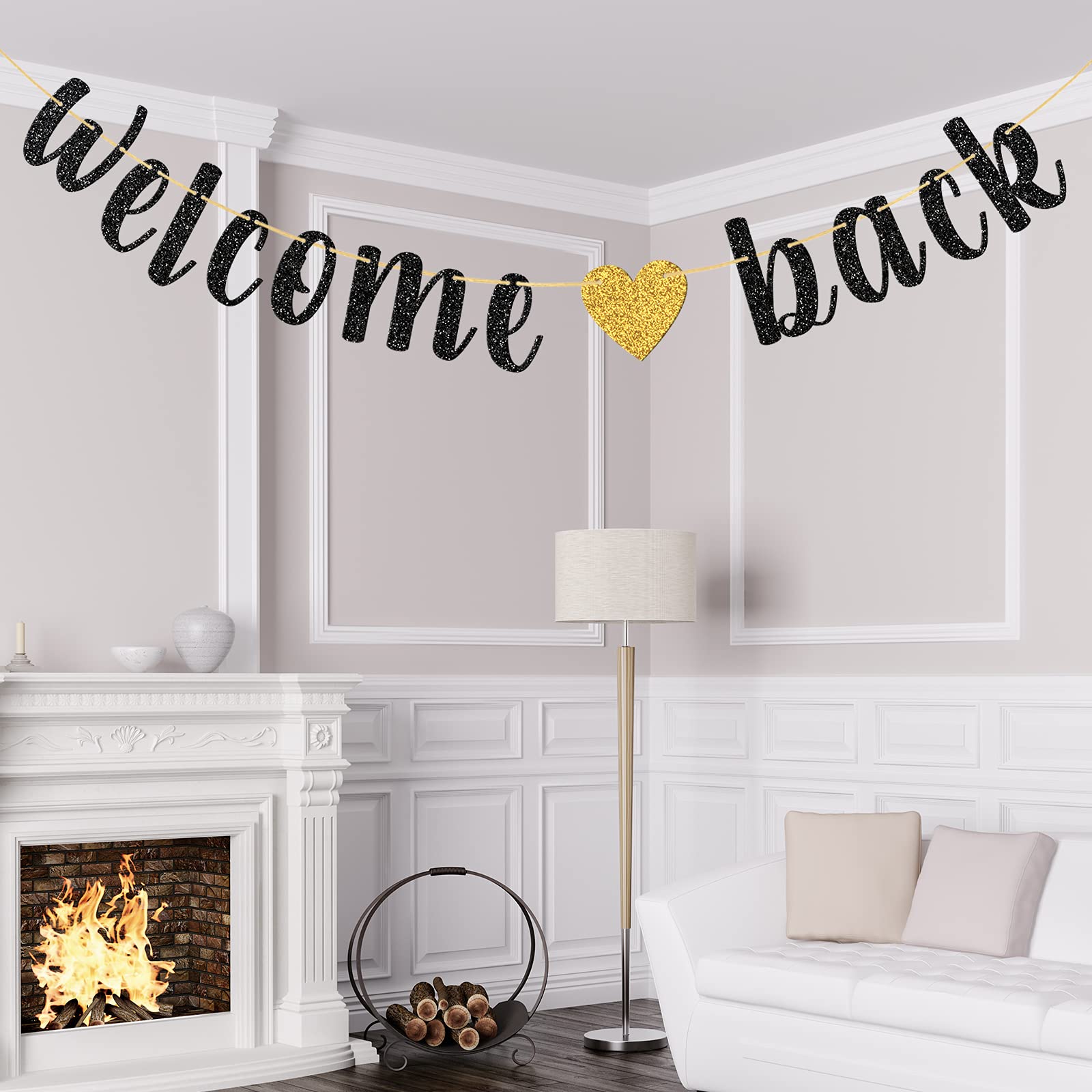 Webenison Glitter Welcome Back Banner, Returning Home Party Supplies, Happy Retirement Sign, Welcome Home Theme, Back To School