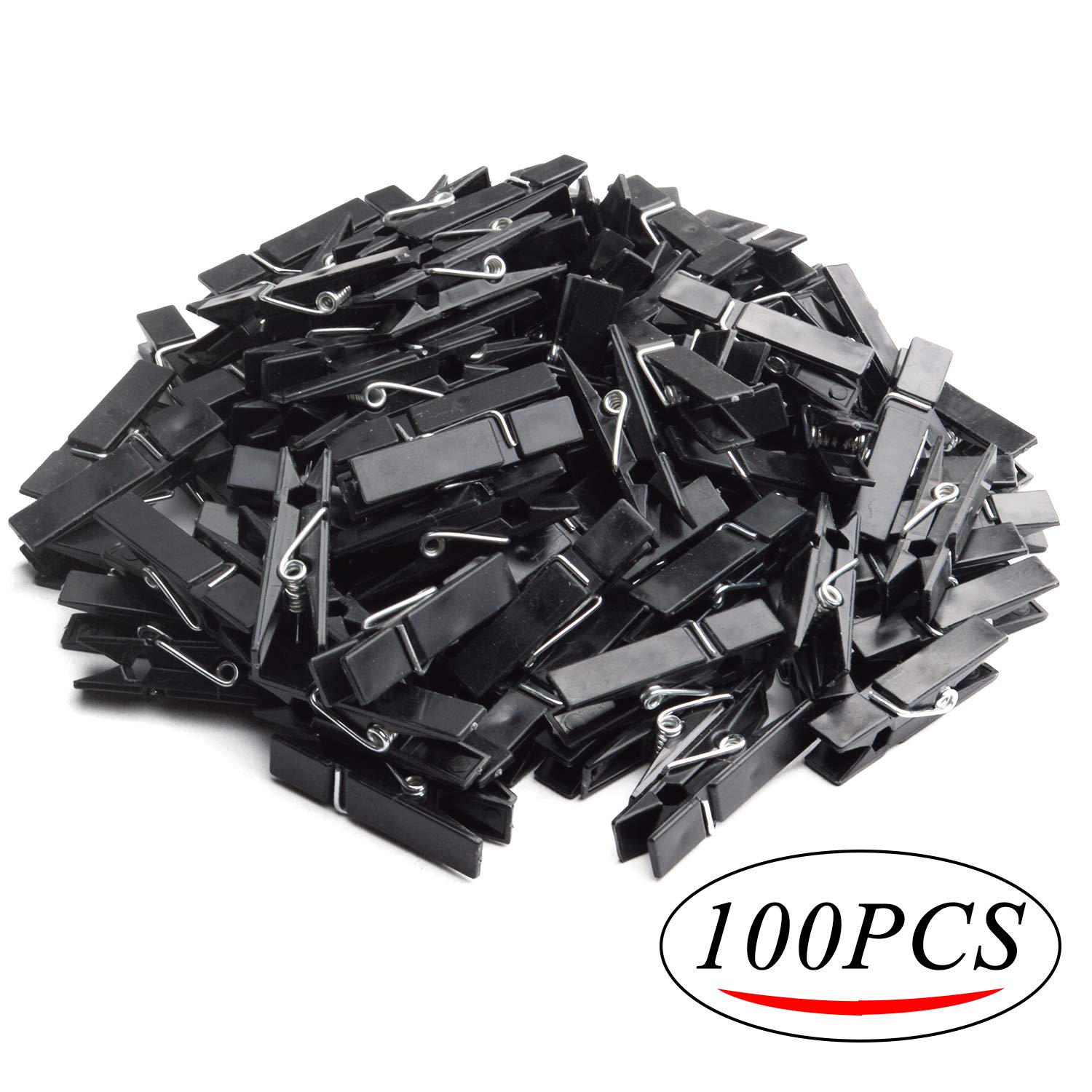 Bronagrand Plastic Mini Clips, 100Pcs Mini Plastic Clips Black Photo Clips Small Clothes Pins Paper Pegs For Photos Pictures Pap