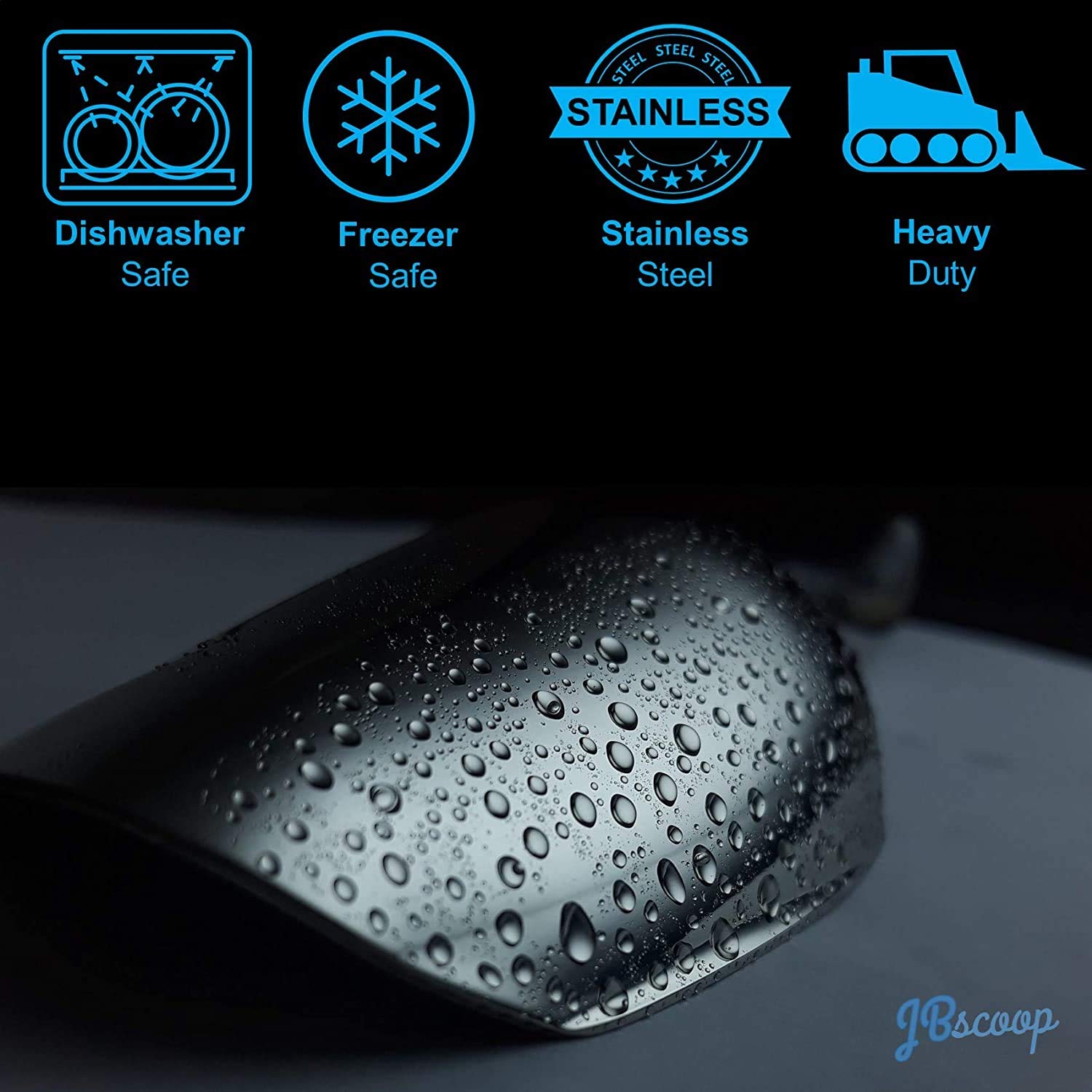 Jbscoop Ice Scoop With Holes. Stainless Steel Ice Scoop With Drain Holes To Reduce Unwanted Dilution. Heavy Duty And Dishwasher