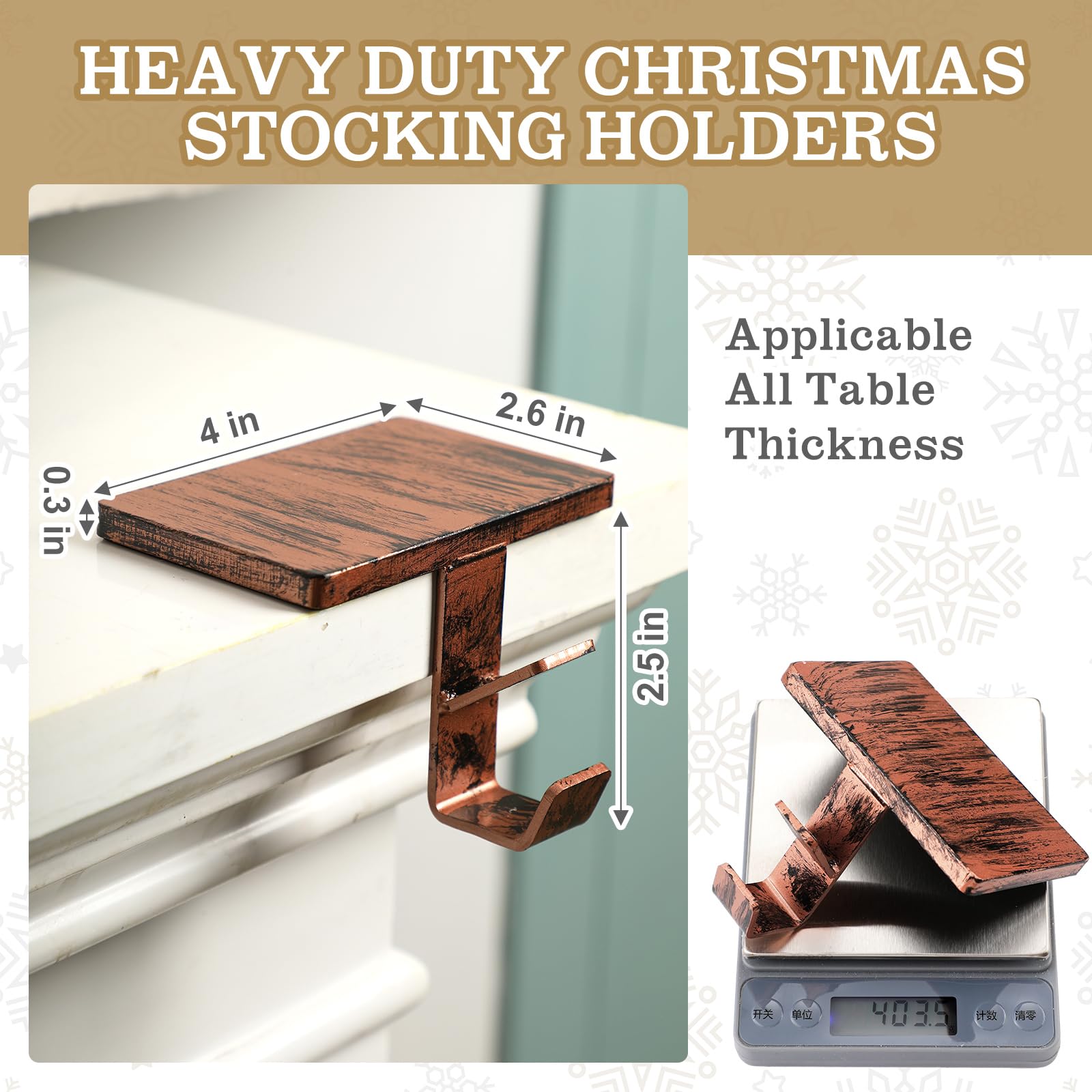 MorningRo 2 in 1 Fireplace Garland and Stocking Hangers for Mantel Heavy Duty Christmas Stocking Holders for Mantle Metal Garlan