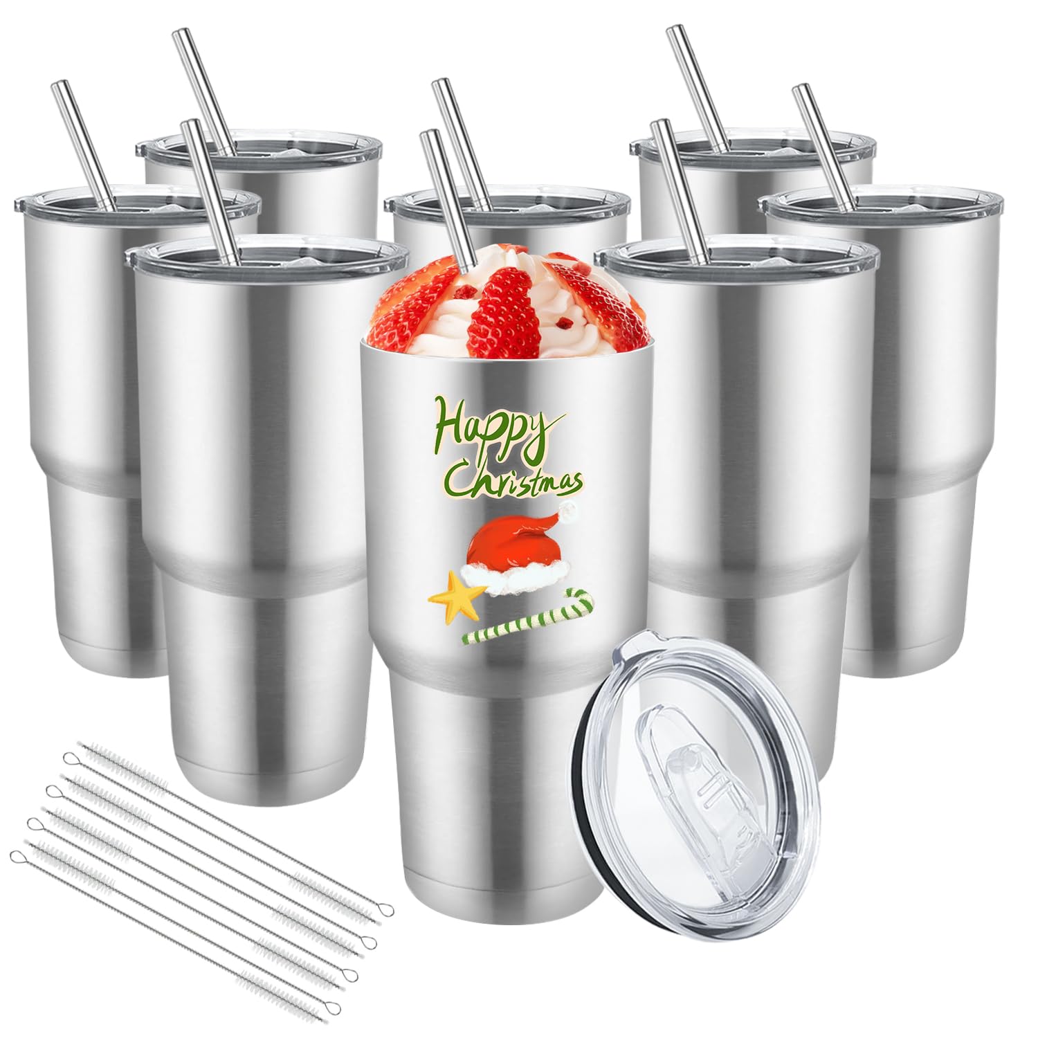 Youke Ola 8 Pack Stainless Steel Insulated Tumbler With Lids And Straws Bulk Double Wall Vacuum Insulated Coffee Travel Tumbler 
