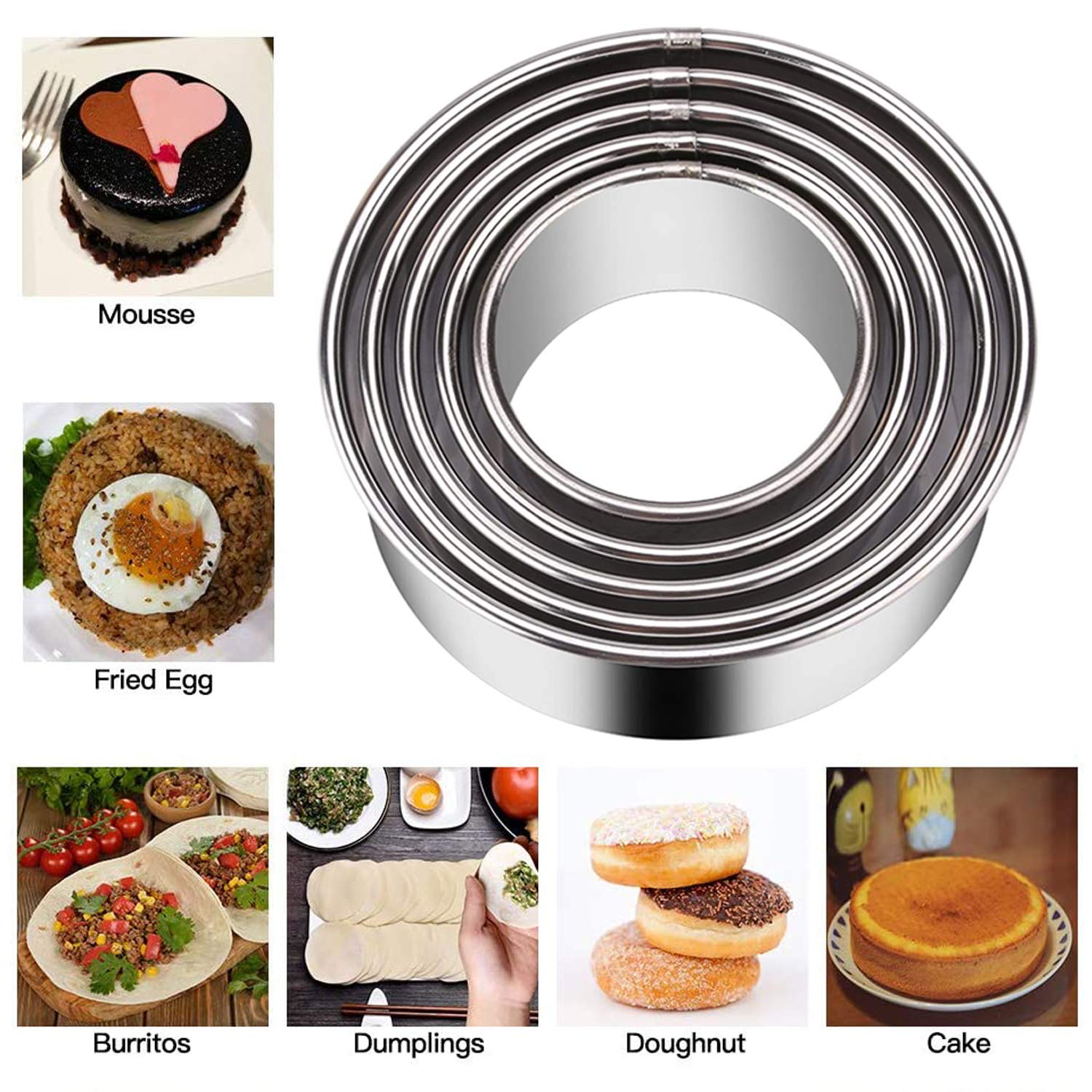 Kspowwin Biscuit Cookie Cutters Set,Stainless Steel Circle Round Cookie Biscuit Cutters In Graduated Sizes Shape Molds For Pastr