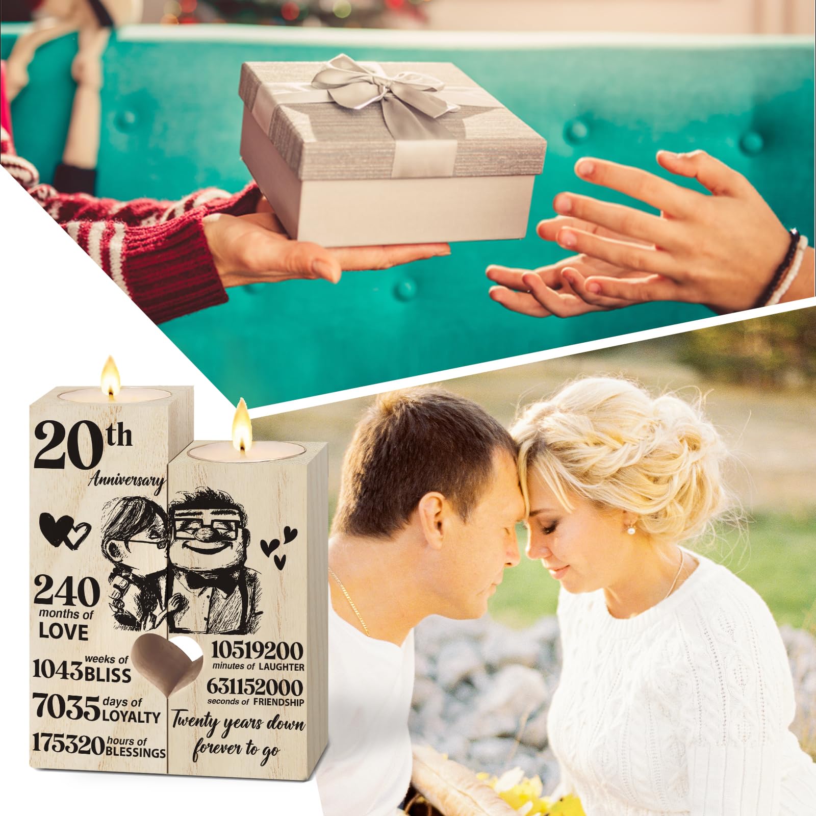 20th Anniversary Wedding Gifts for Wife,Husband, Couples Gift Candlestick, Twenty Years Wedding Anniversary Present Gifts for He
