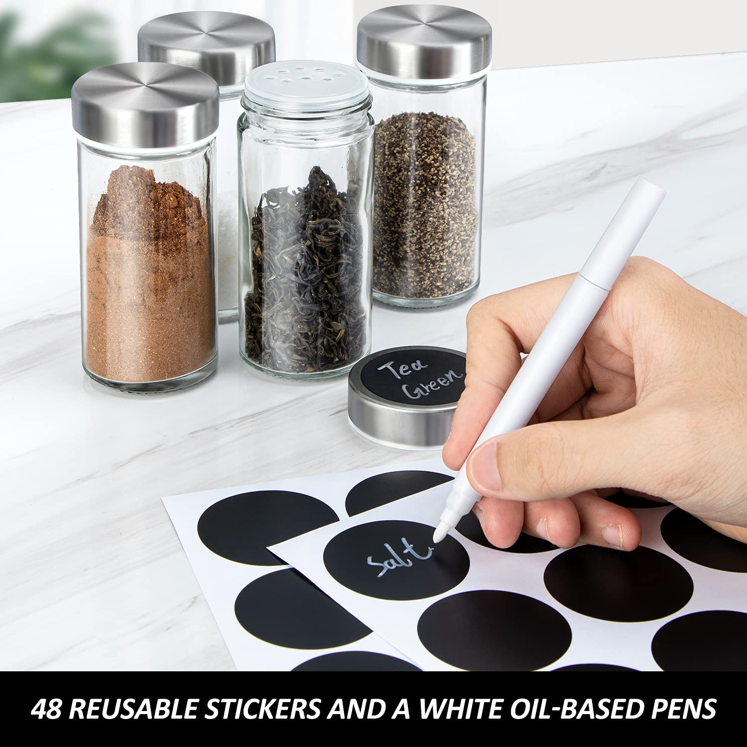dasaka Rotating Spice Rack Organizer with Jars(20Pcs), Seasoning Organizer for Cabinet, Kitchen Spice Racks for Countertop, Revo