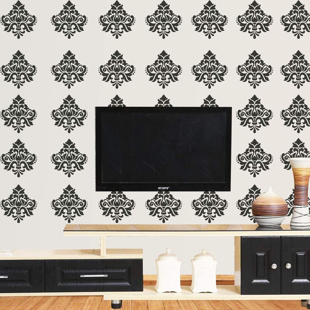 Arhat Stencils Glossy Pvc AsrE675 Beautiful Damask Motiff Wall DCor Stencils (Size:14 W X 14 L Inches)  Resuable And EcoFr