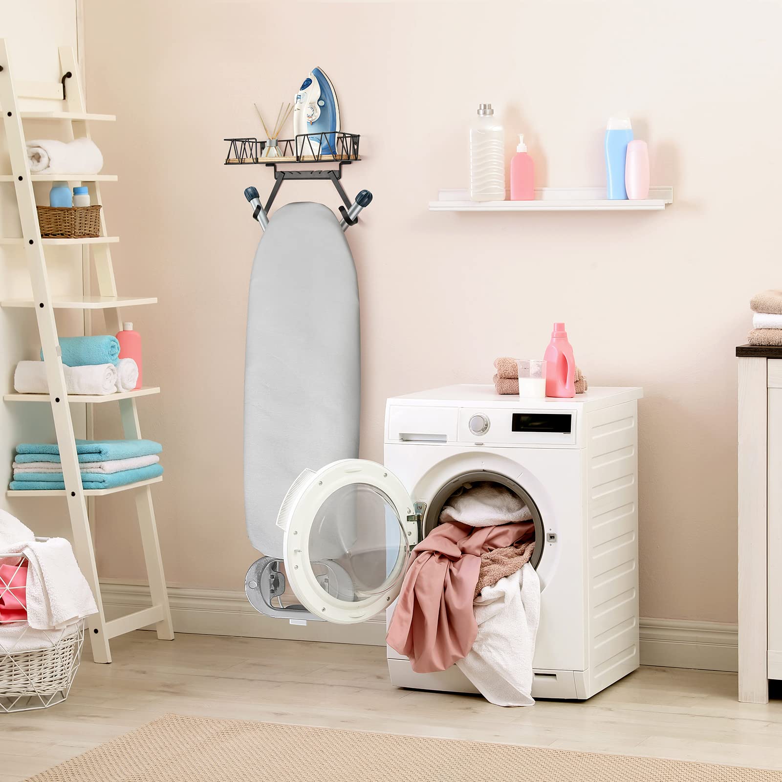 Tj.Moree Ironing Board Holder Wall Mount - Laundry Room Iron And Ironing Board Hanger Laundry Room Decor Organization And Storag