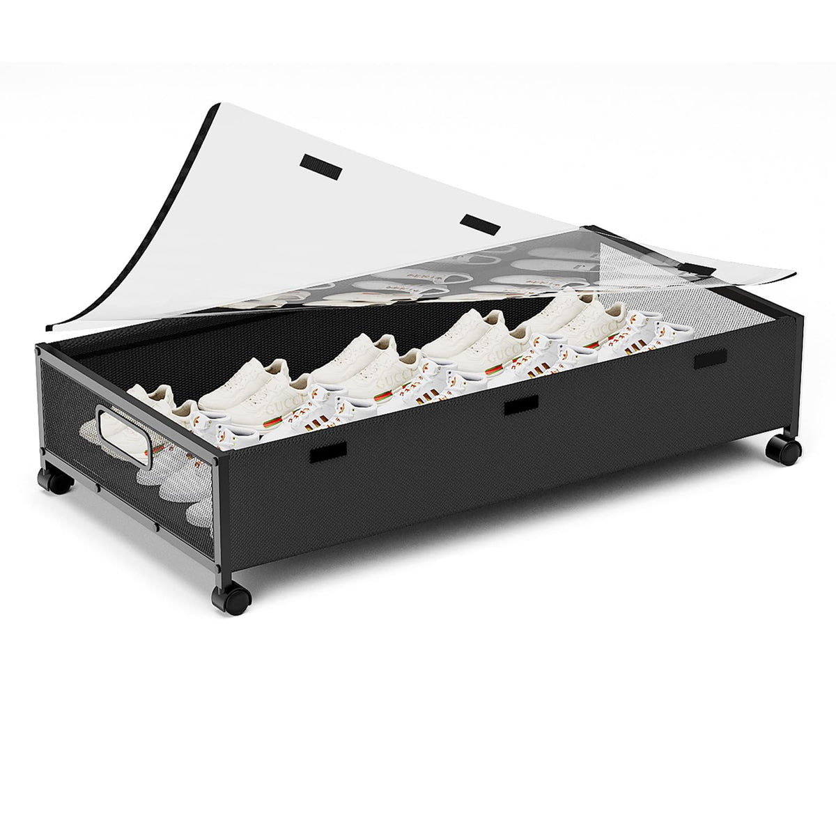 KITHELP Under Bed Storage Containers with Wheels, Underbed Shoe Storage Organizer with Removable Lids, Large Rolling Under Bed S