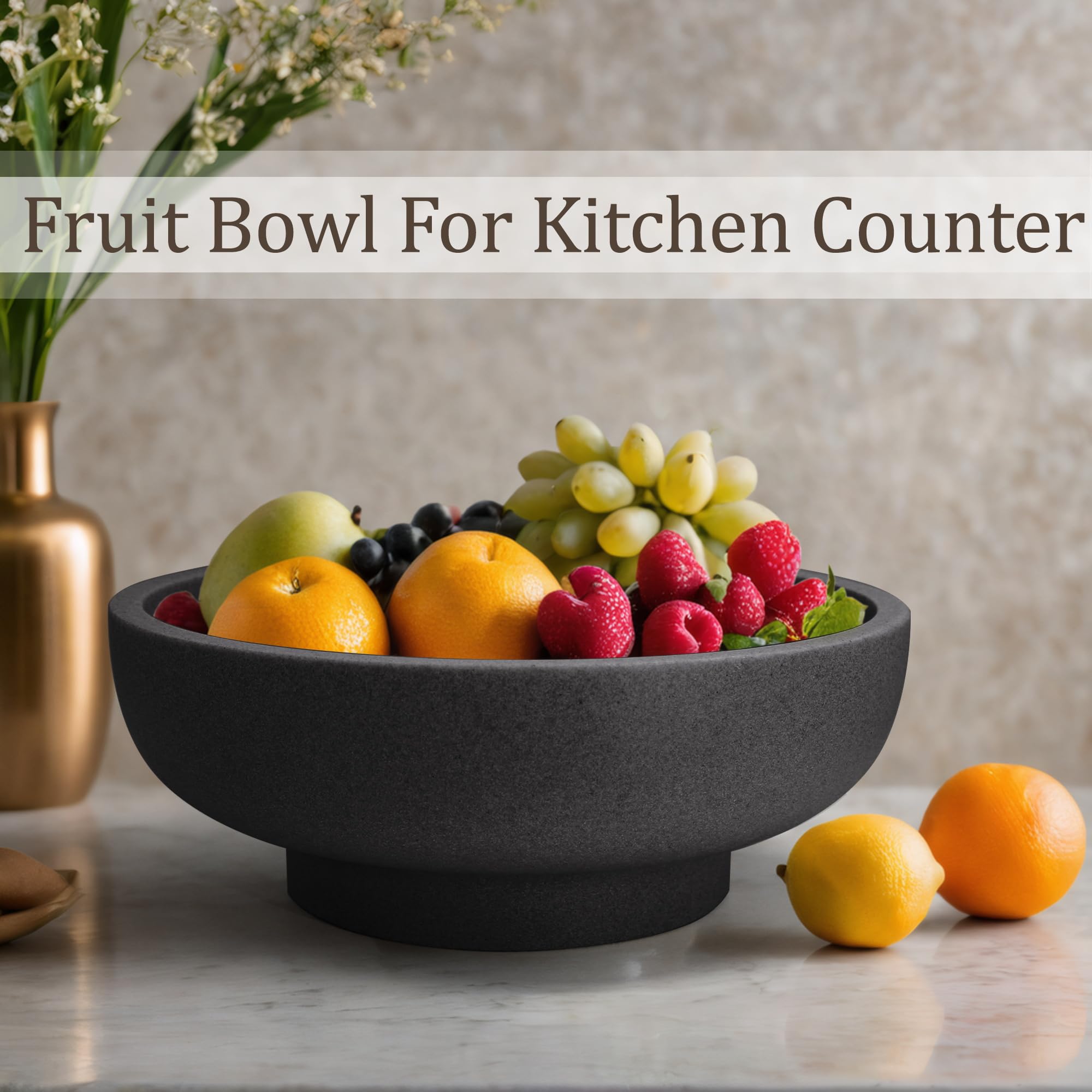 LIN CHUAN Large Decorative Bowl, Fruit Bowl for Kitchen Counter, Modern Resin Bowl for Home Decor, Key Holder for Entry Table, A