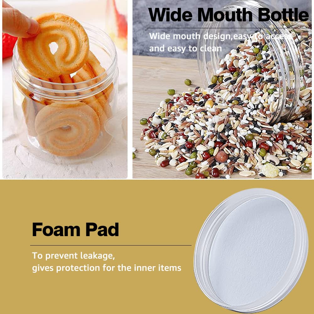 Amorix 8Oz Clear Plastic Jars With Lids 8 Oz Plastic Containers With Lids + 20G Sample Containers (Set Of 24) Airtight Container