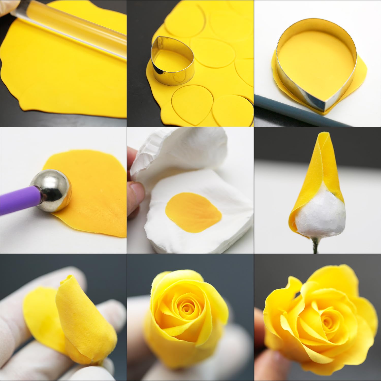 10 Pcs Austin Rose Cutter Set Fondant Decor Kit Cake Decorating Gumpaste Flowers