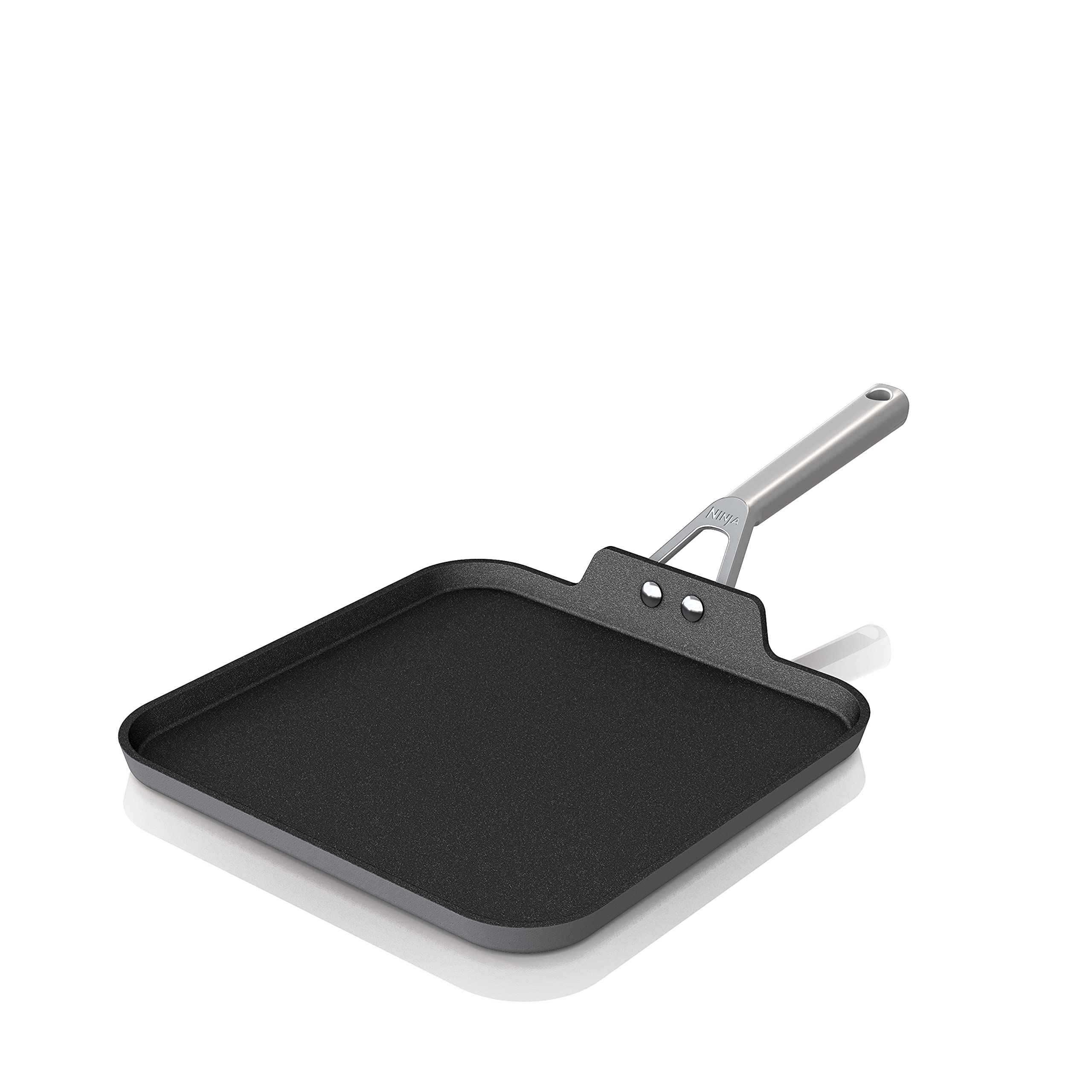 Ninja C30628 Foodi Neverstick Premium 11-Inch Square Griddle Pan, Hard-Anodized, Nonstick, Durable & Oven Safe To 500F, Slate Gr