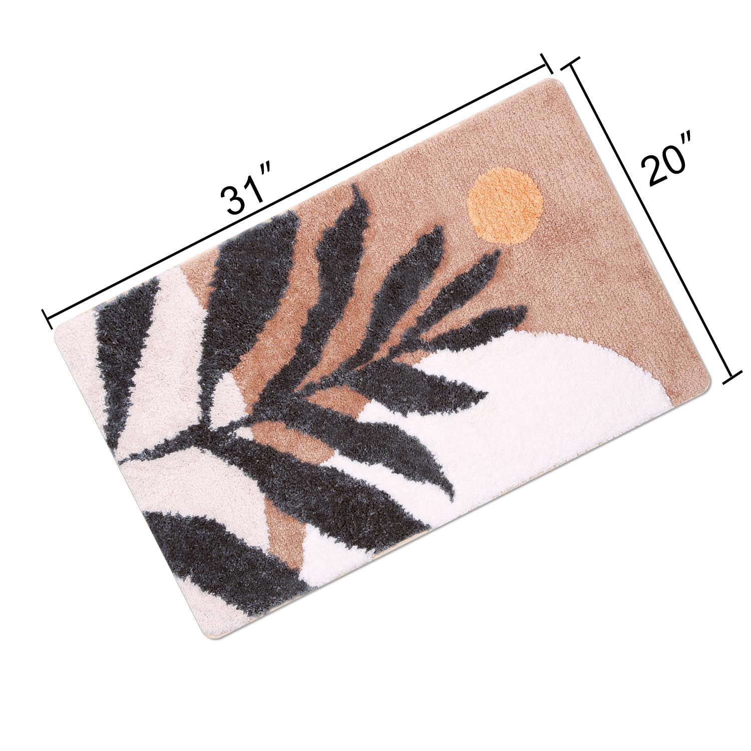 Hi Space Bath Mat Boho Bathroom Rug Non-Slip 30X20 Cute Leaf Bathroom Mat Soft Fiber Bath Rugs Absorbent Minimalistic Rugs Tropical Bath Mat for Tub Shower Machine Washable Bath Carpet Floor Doormat